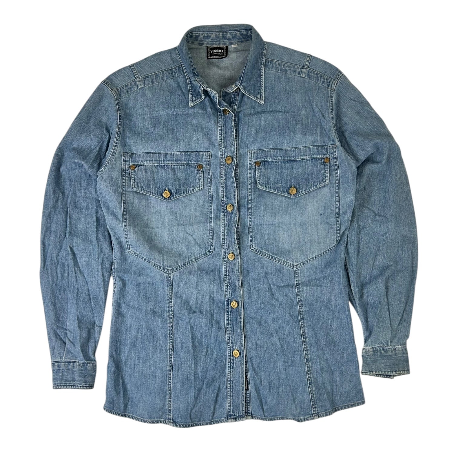 Vintage Versace Jeans Western Button Up Medium Wash Denim