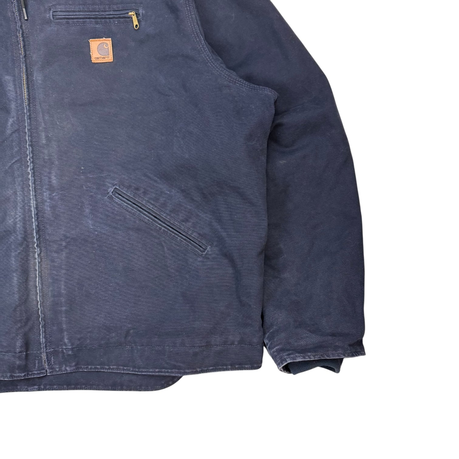 Vintage Carhartt Sherpa Lined Hooded Detroit Jacket Navy Blue