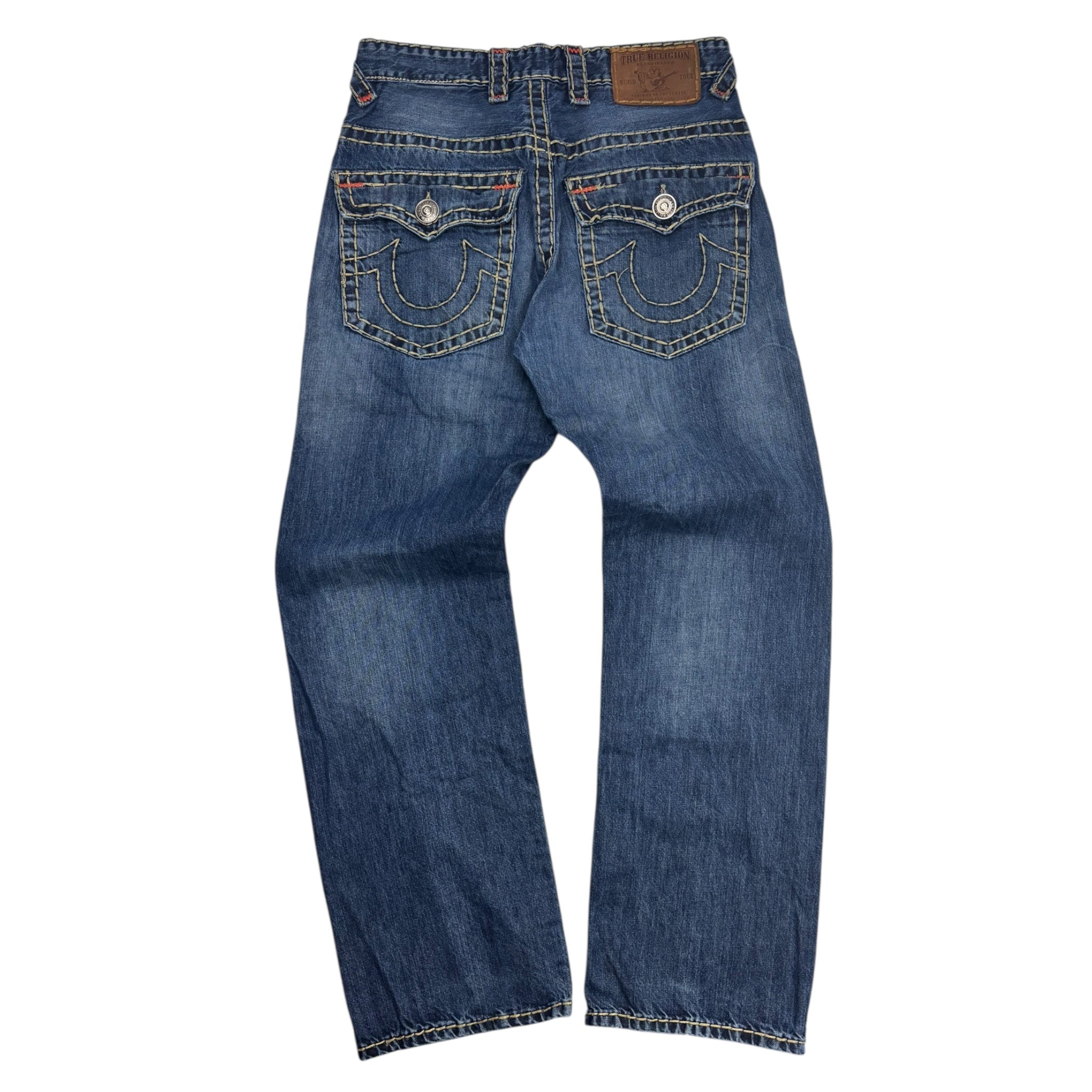 Vintage True Religion Contrast Stitched Dark Wash Denim Bottoms