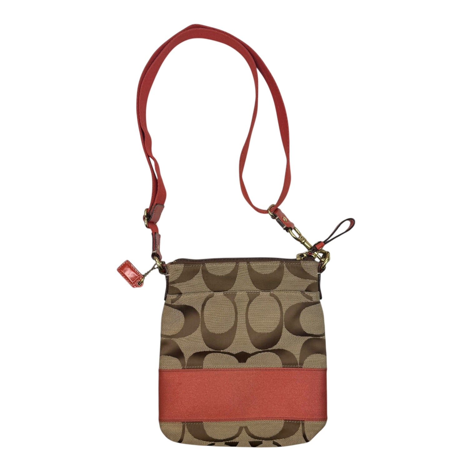(W) Vintage Coach Signature Strip Swingpack Khaki