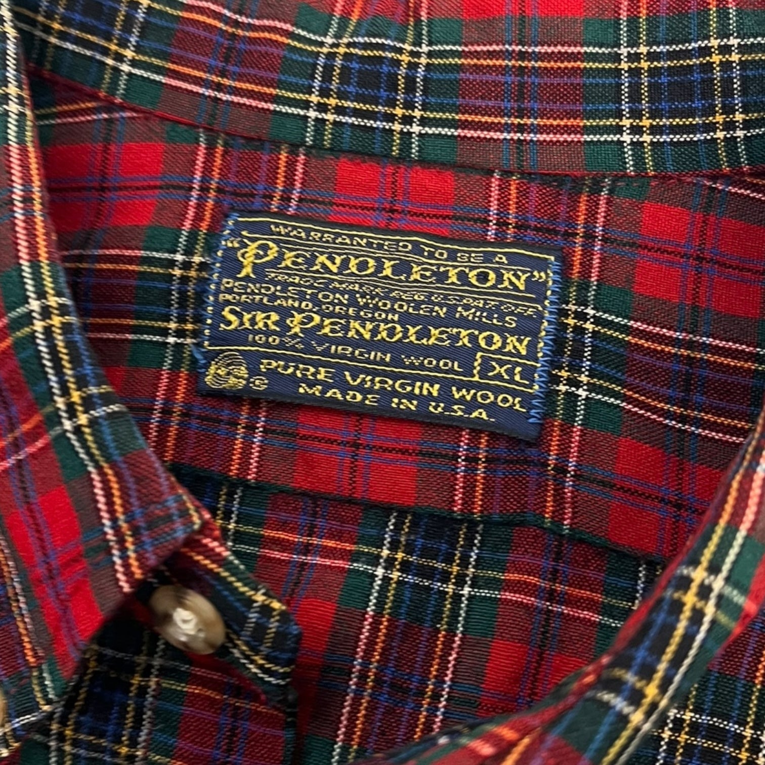 Vintage Pendleton Wool Tartan Button-Up Shirt Reds/Greeny