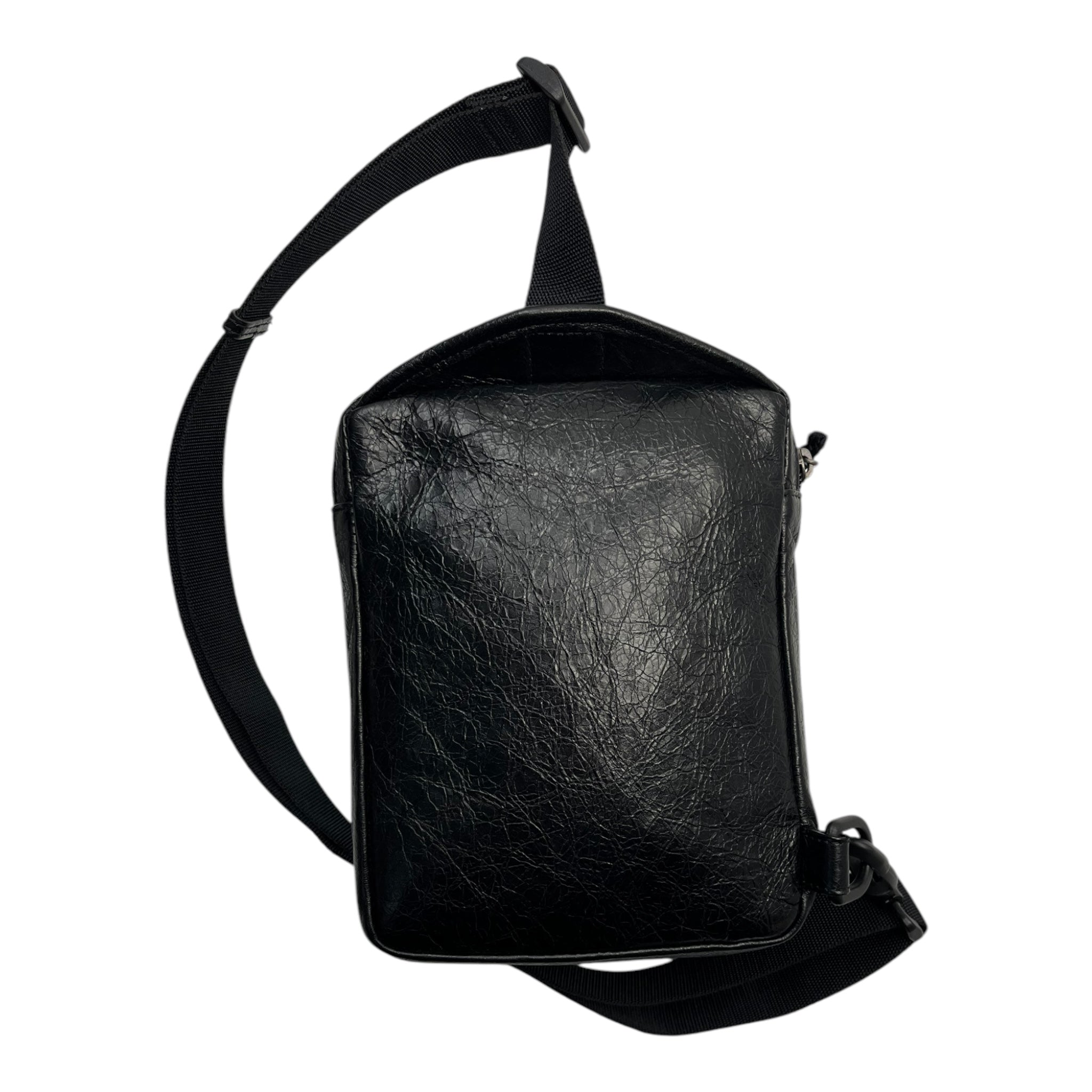Balenciaga Explorer Crossbody Messenger Bag in Black Lambskin