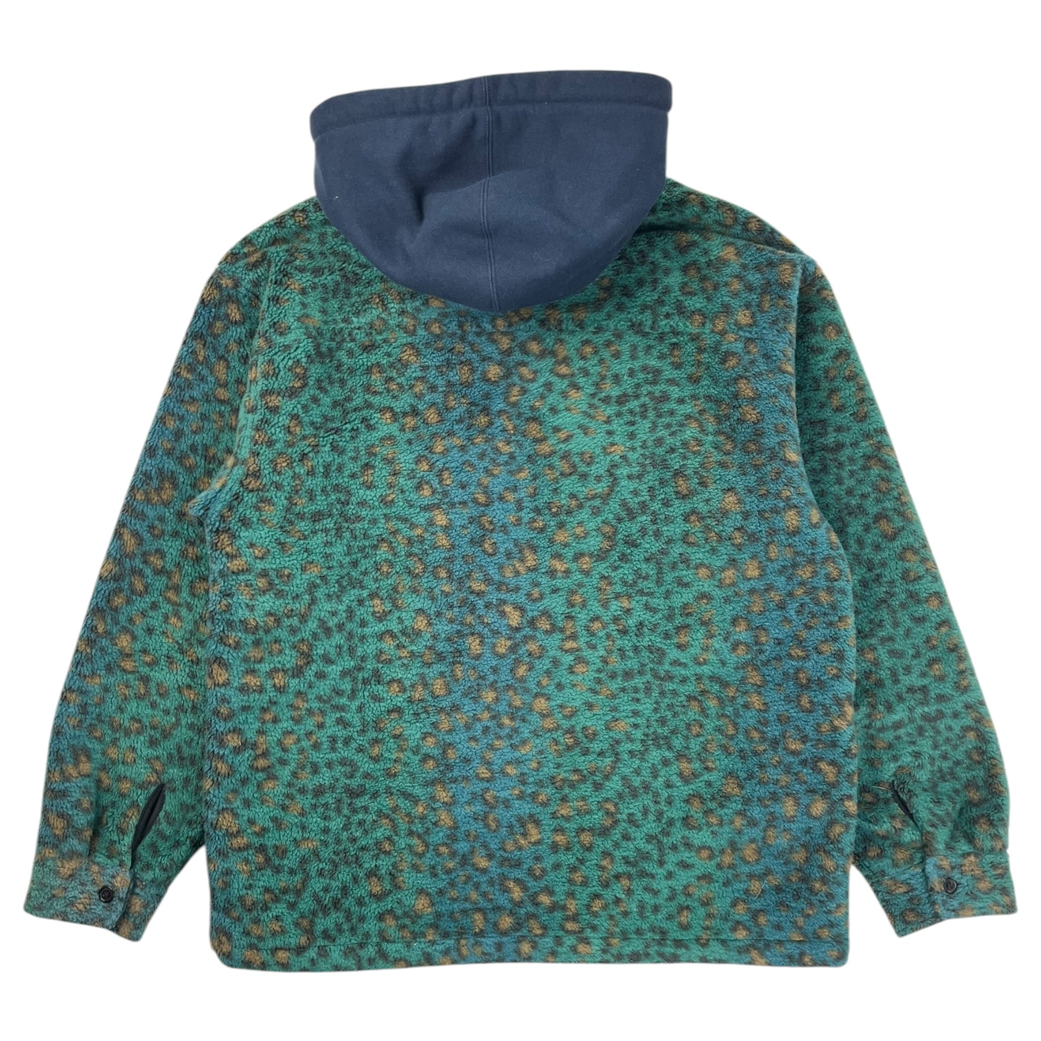 Supreme Fleece Zip Hooded Shirt Teal Leopard