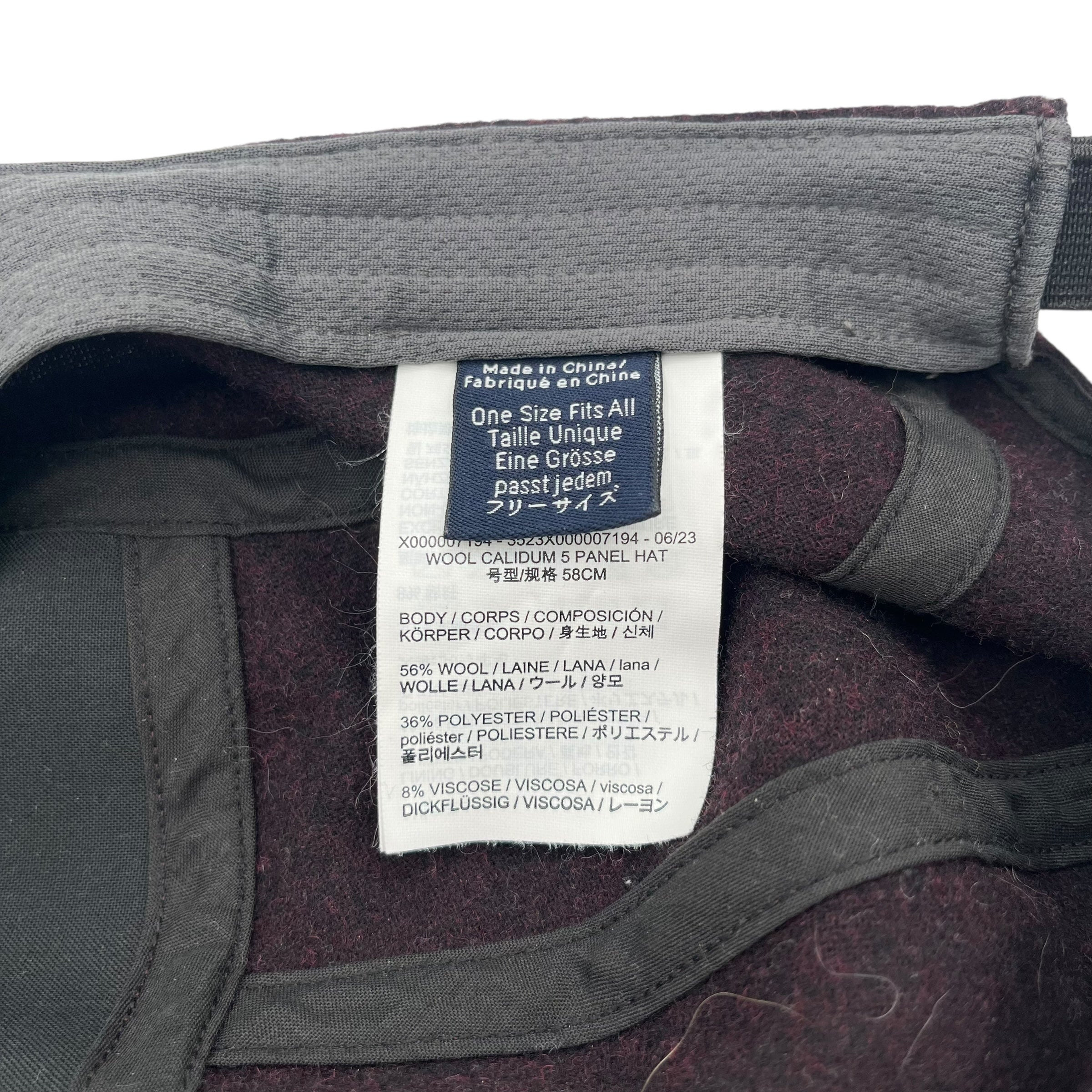 Arc’teryx Wool Cadmium 5 Panel Hat Burgundy