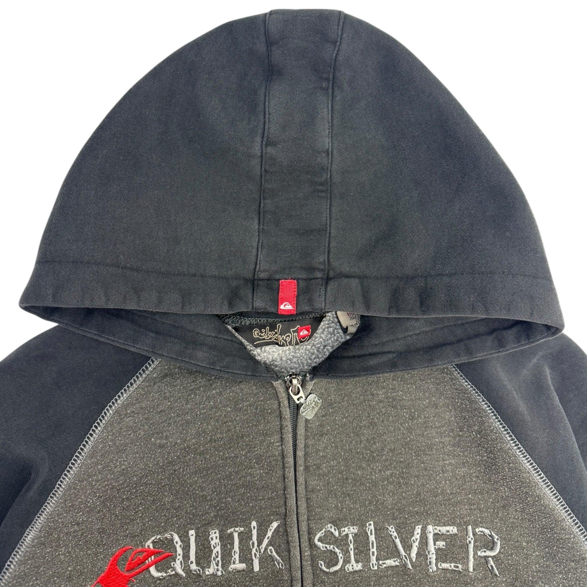 Y2K Quiksilver Zip Up Hoodie Grey/Black