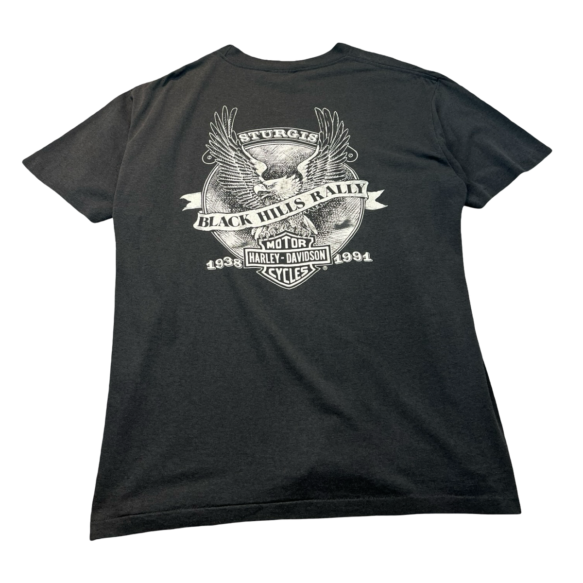 1991 Harley Davidson 3D Emblem Sturgis South Dakota T-Shirt Black