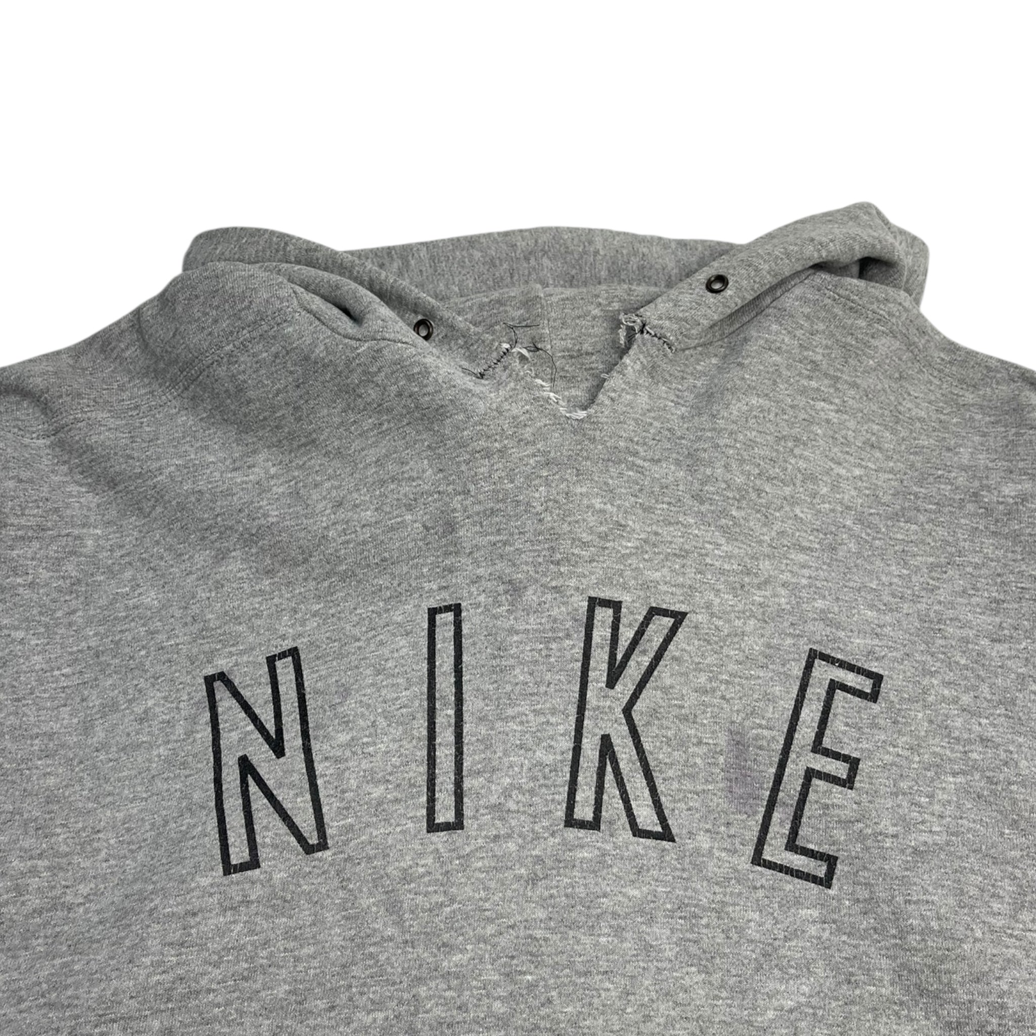 Vintage Nike Center Spellout Hooded Sweatshirt Grey