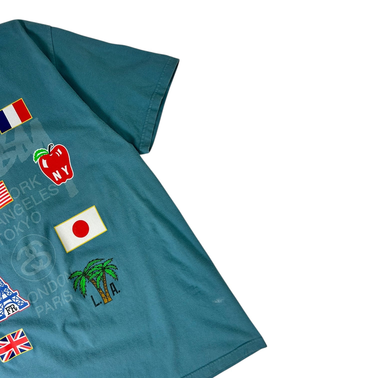 Stussy Worldwide Tour Flags T-Shirt Teal