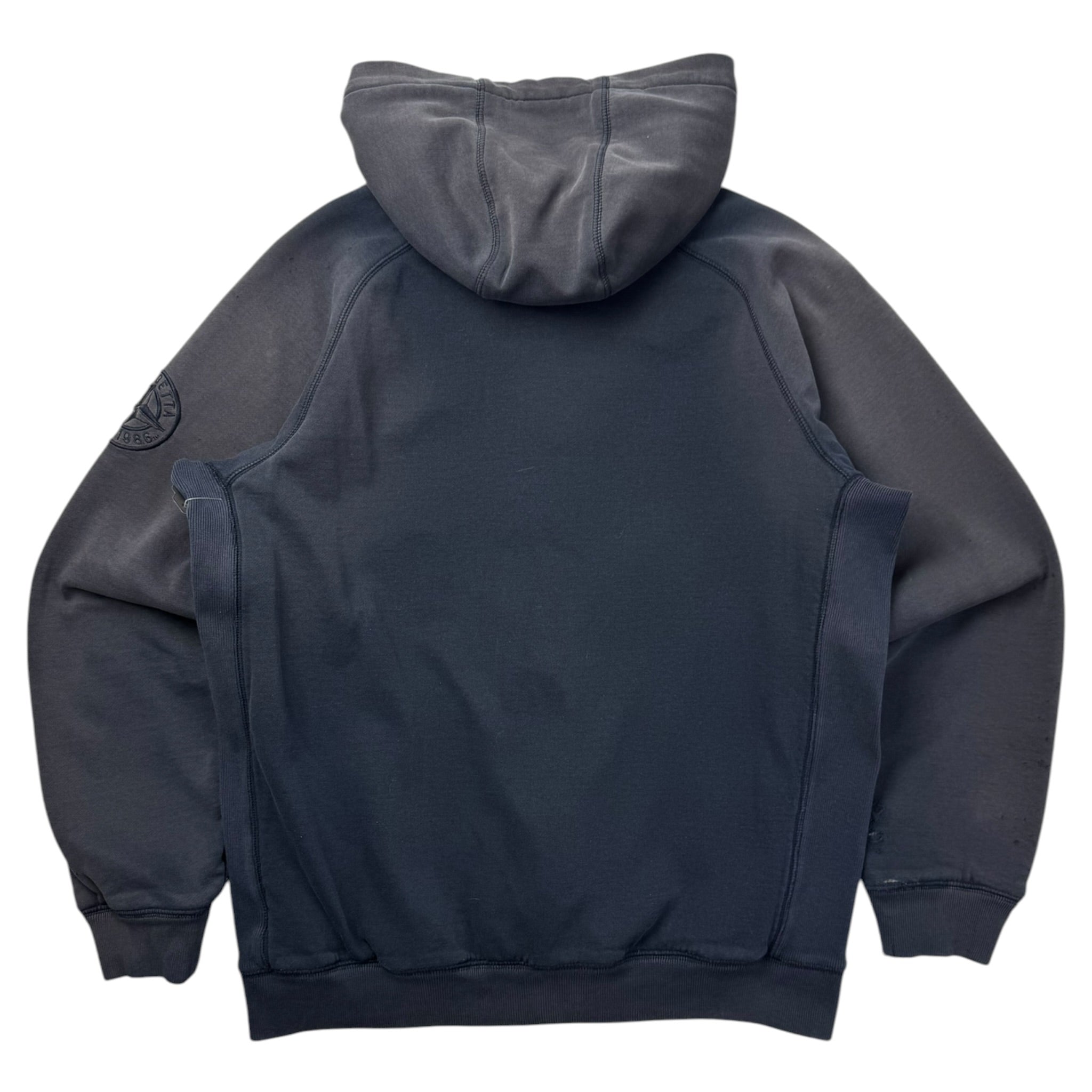 Vintage Distressed Mondetta Waffle Lined Zip Hoodie Faded Navy