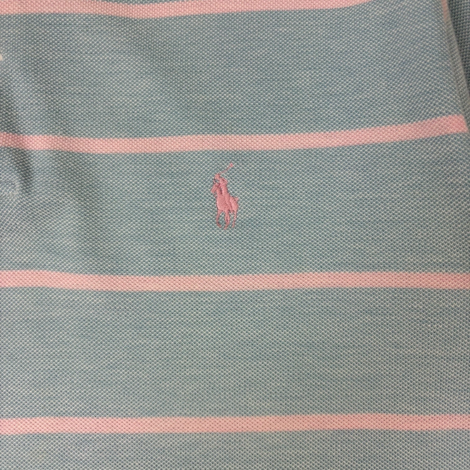 Vintage Polo Ralph Lauren Striped Polo T-Shirt Blue/Pink