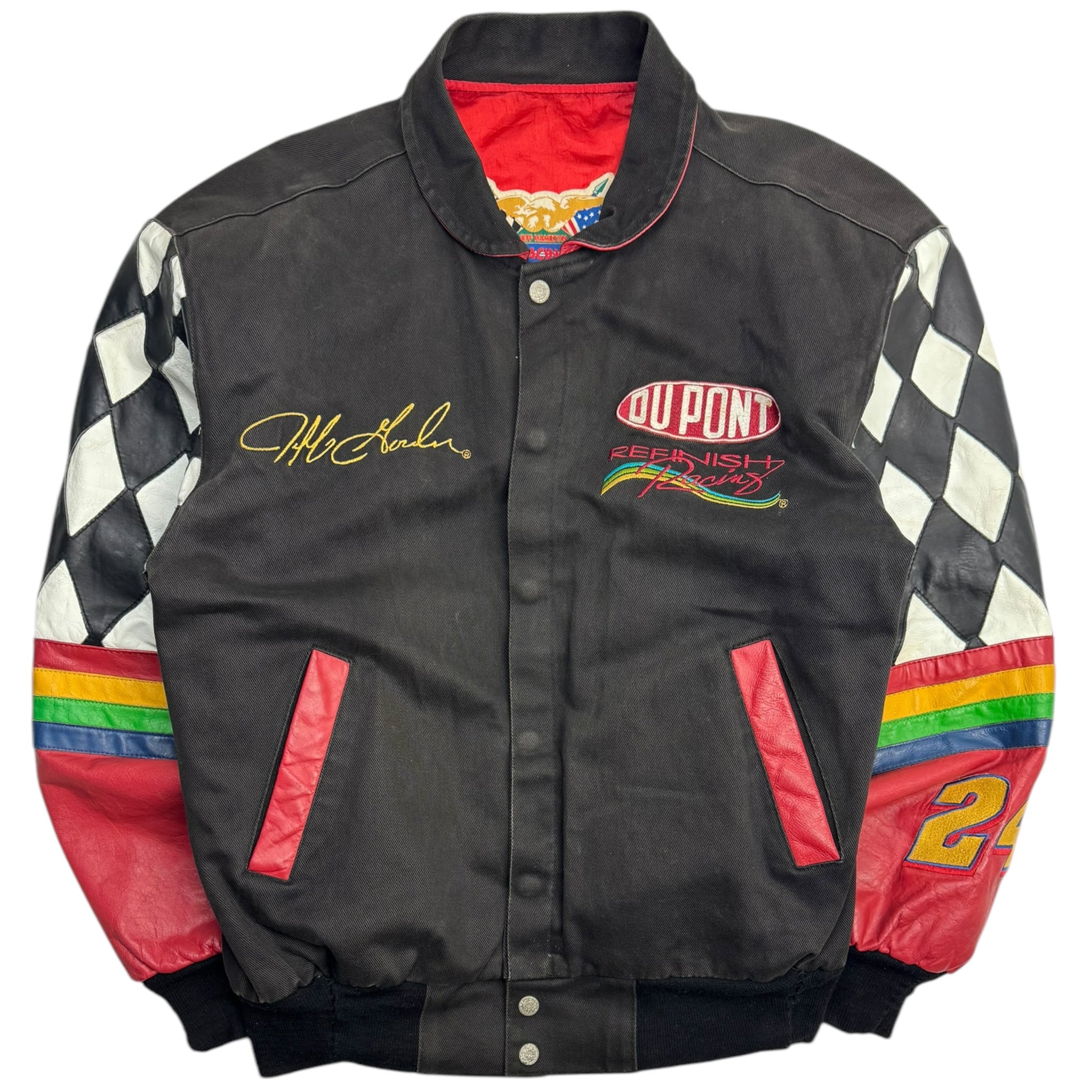 Vintage Jeff Hamilton Leather & Canvas NASCAR Jacket