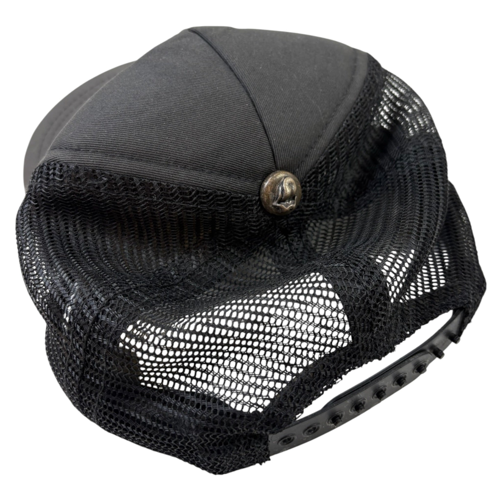 Vintage Chrome Hearts x Rolling Stones Leather Trucker Hat Black