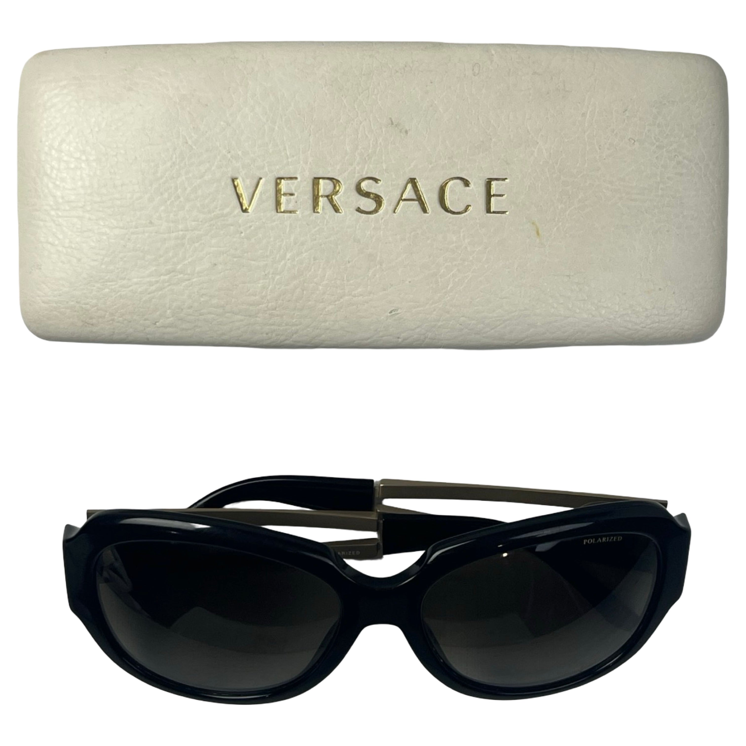 (W) Versace 4304 Round Frame Metal Arm Sunglasses