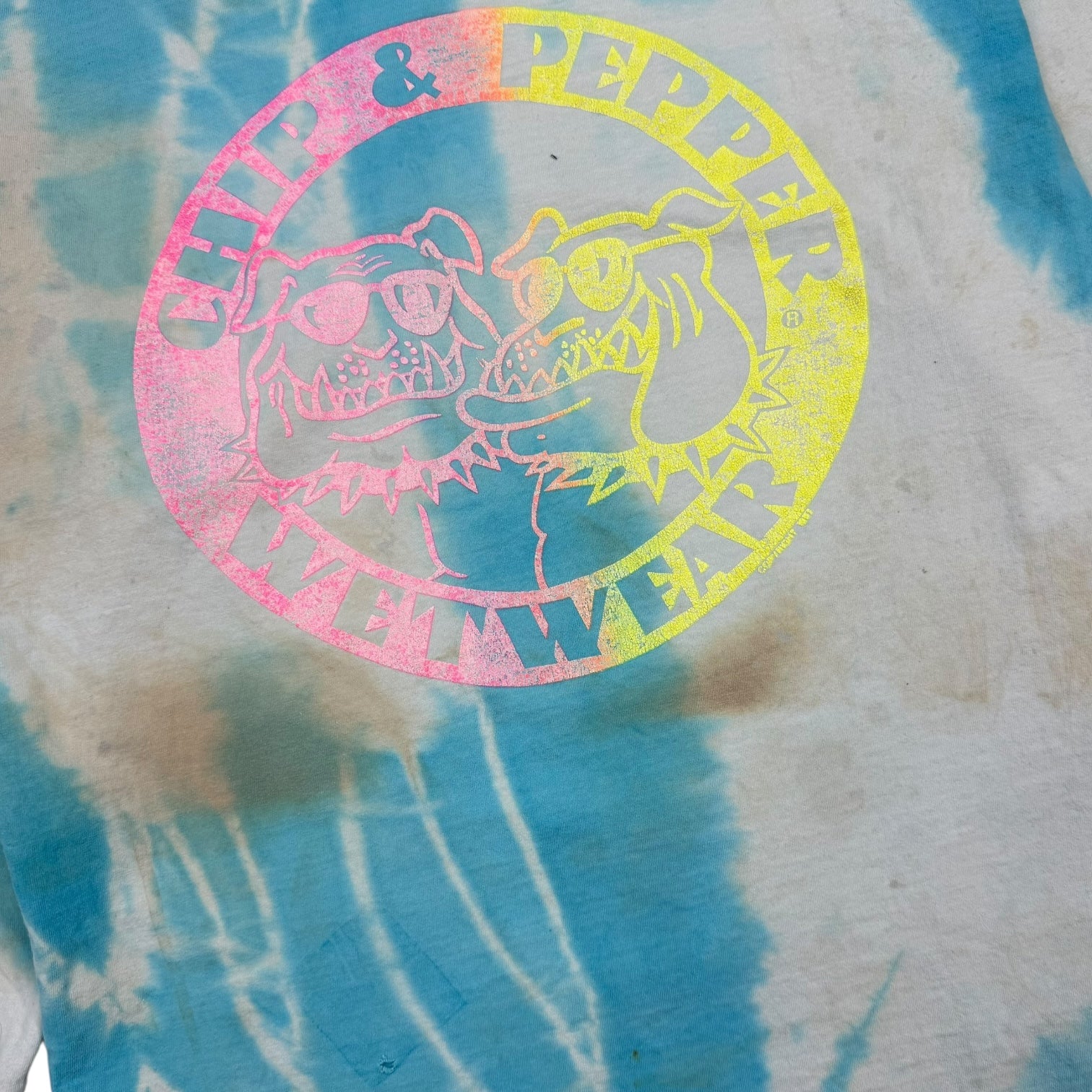 Vintage Chip & Pepper Wet Wear Tie Dye L/S Tee Blue/White