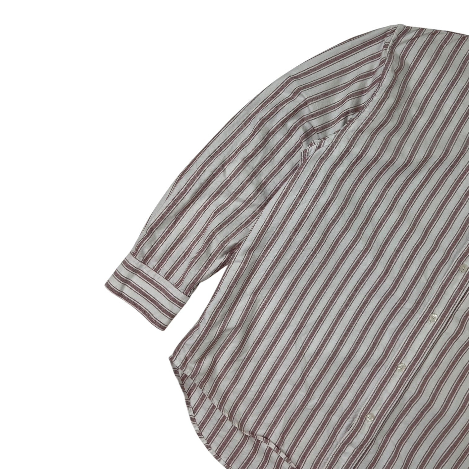Stussy Striped Long Sleeve Striped Button Up Shirt White/Pink
