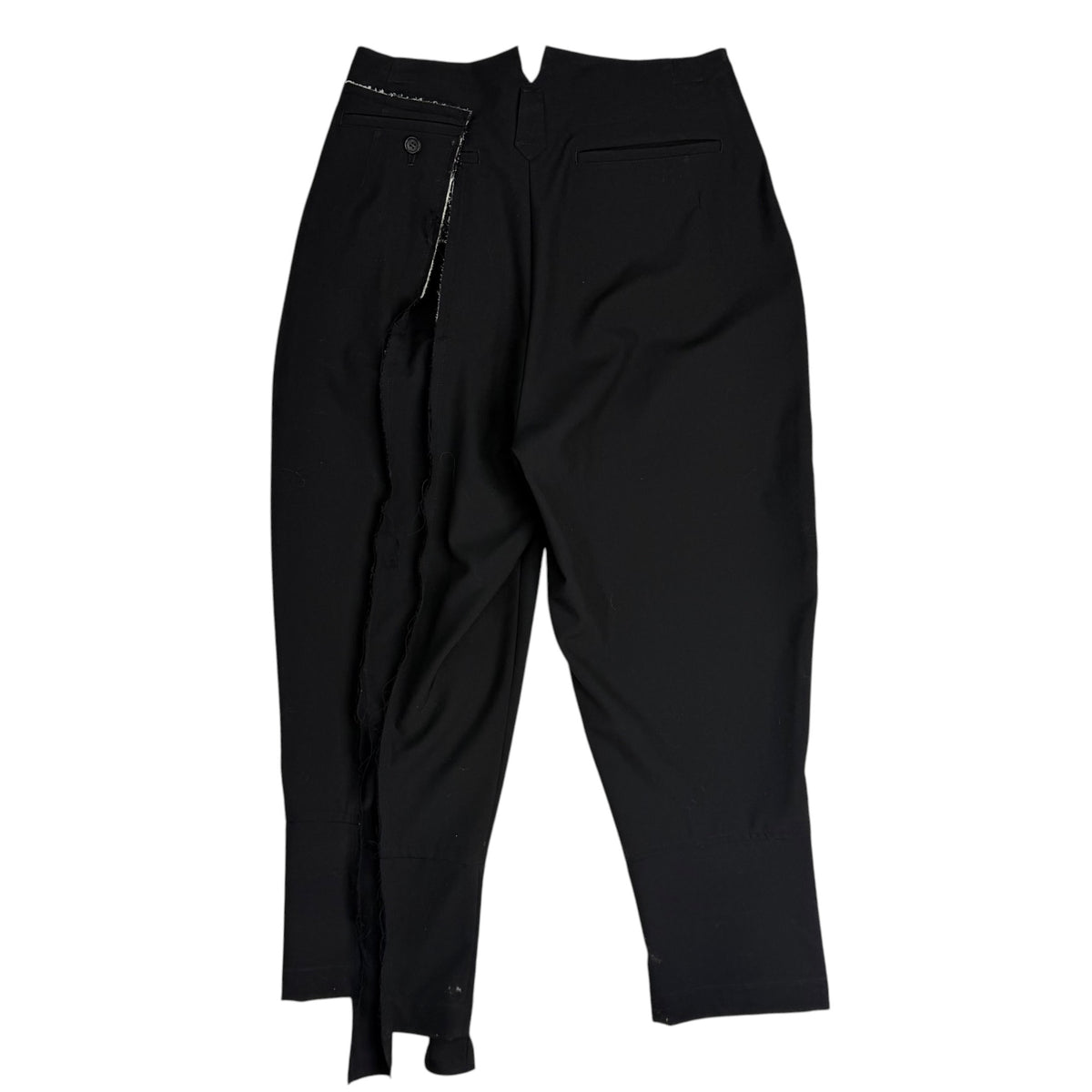 (W) SS13 Comme Des Garçons Wool Asymmetrical Button Detail Trousers Black