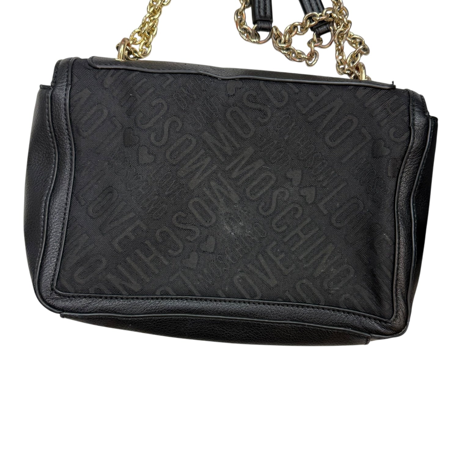 Love Moschino Faux Leather-trimmed Jacquard Shoulder Bag Black