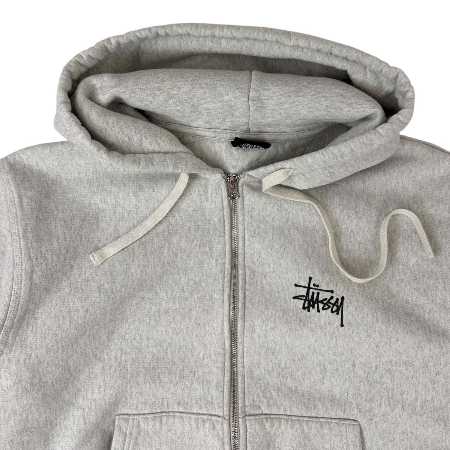 Stussy Basic Logo Zip Up Hoodie Grey