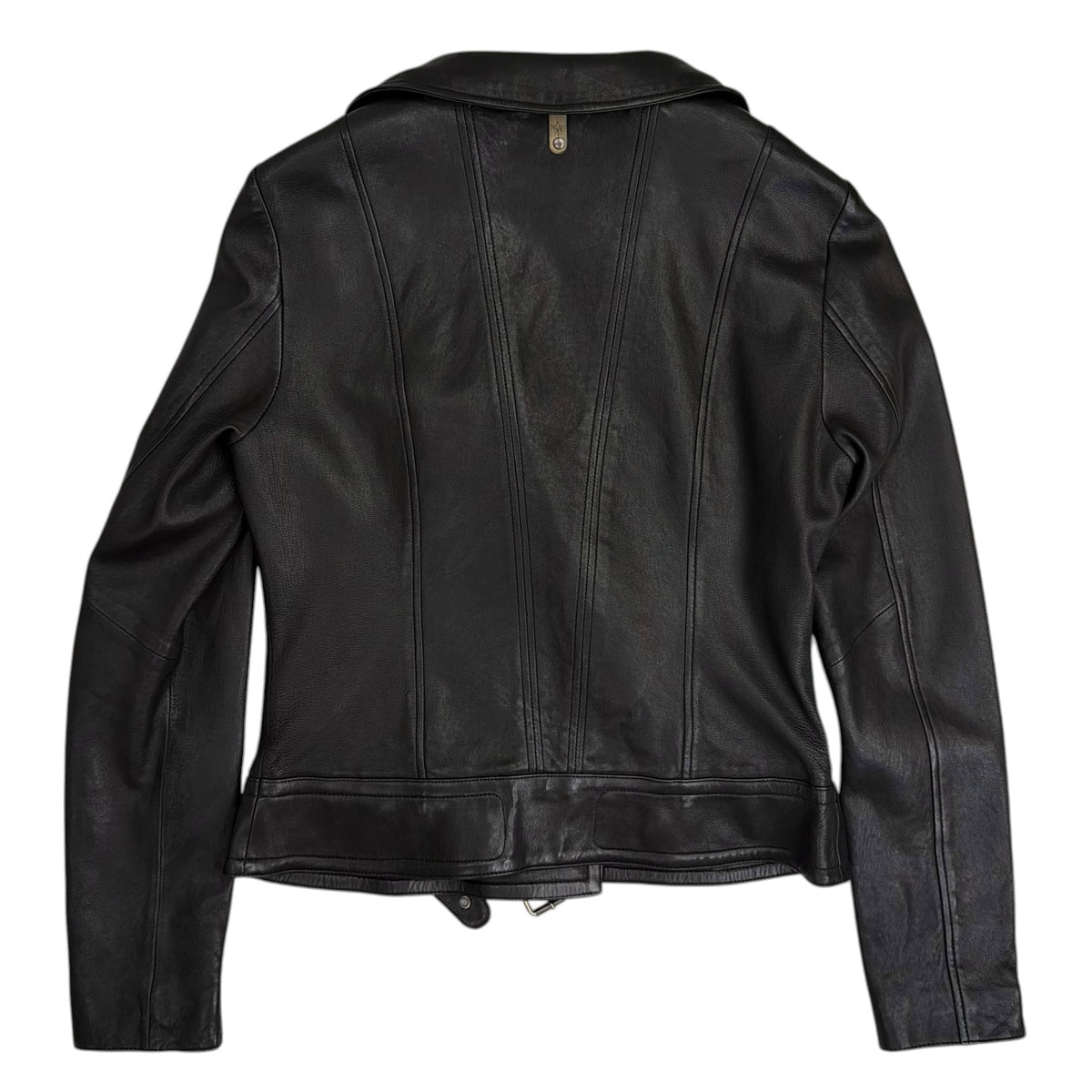 (W) Mackage Asymmetrical Leather Motorcycle Jacket Black