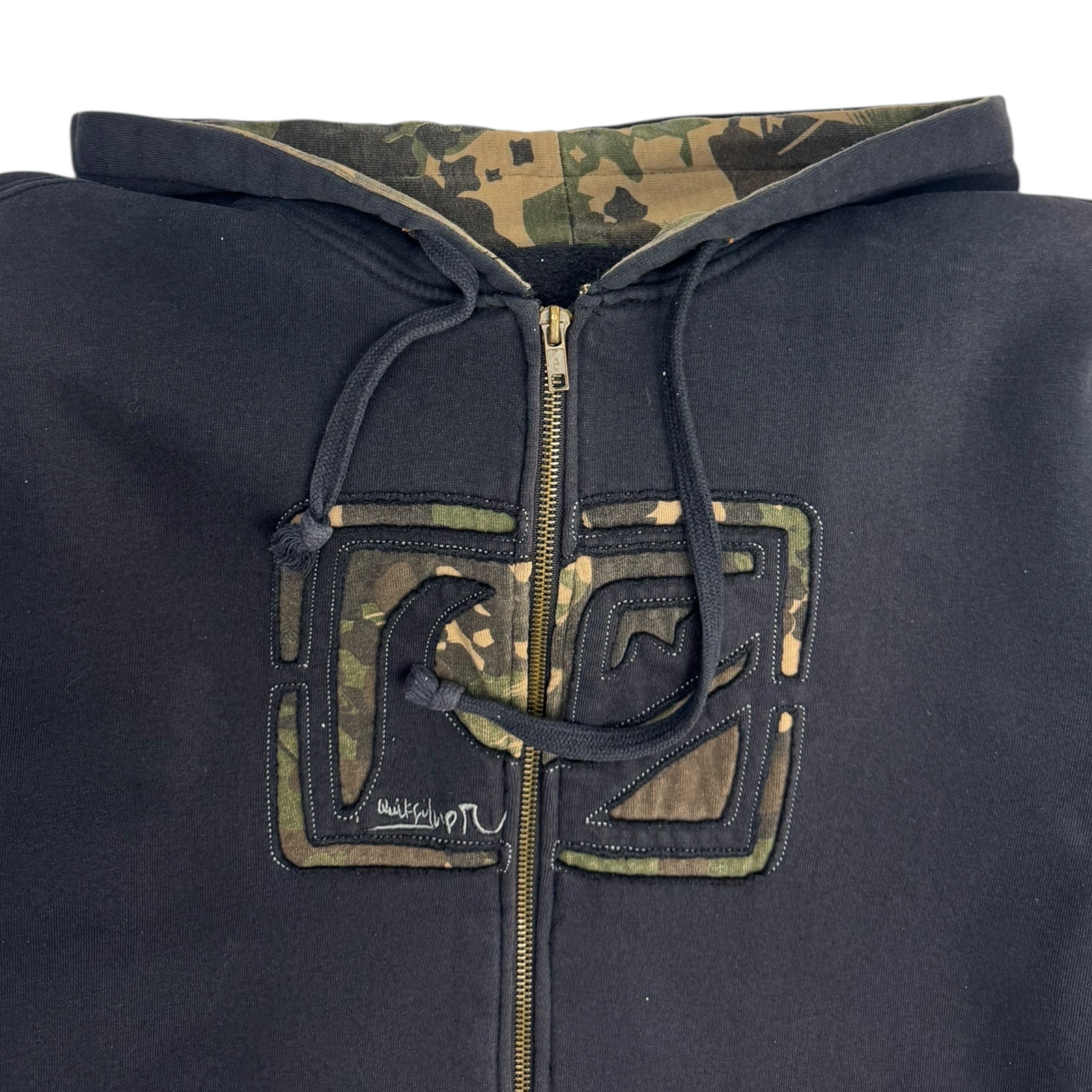 Vintage Y2K Quiksilver Camo Logo Zip Hoodie