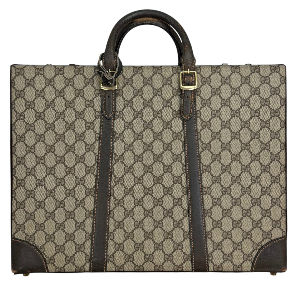 Vintage Gucci Monogram Canvas Business Attache Hardside Briefcase Beige