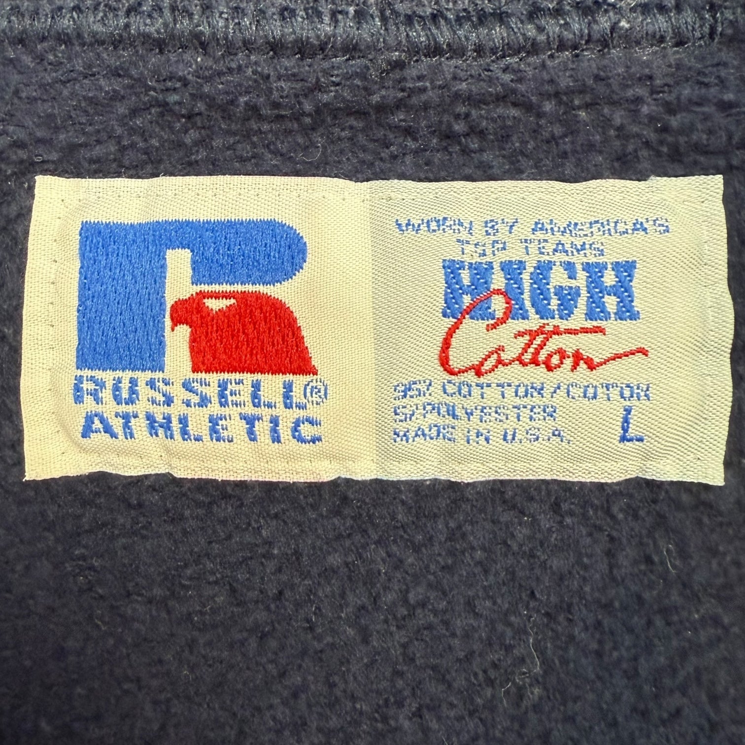 Vintage Russell Athletic Blank Crewneck Sweater Navy Blue