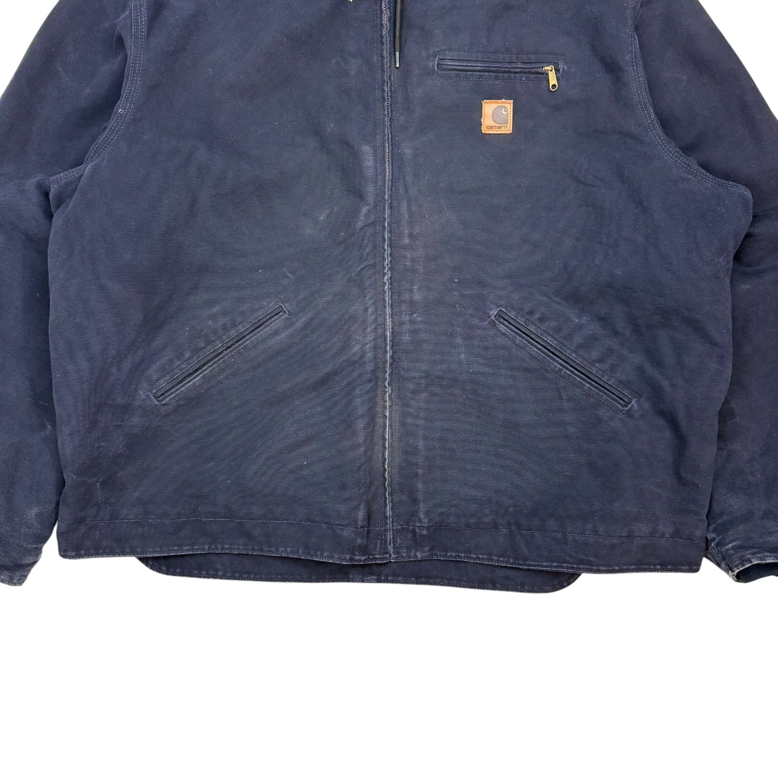Vintage Carhartt Sherpa Lined Hooded Detroit Jacket Navy Blue