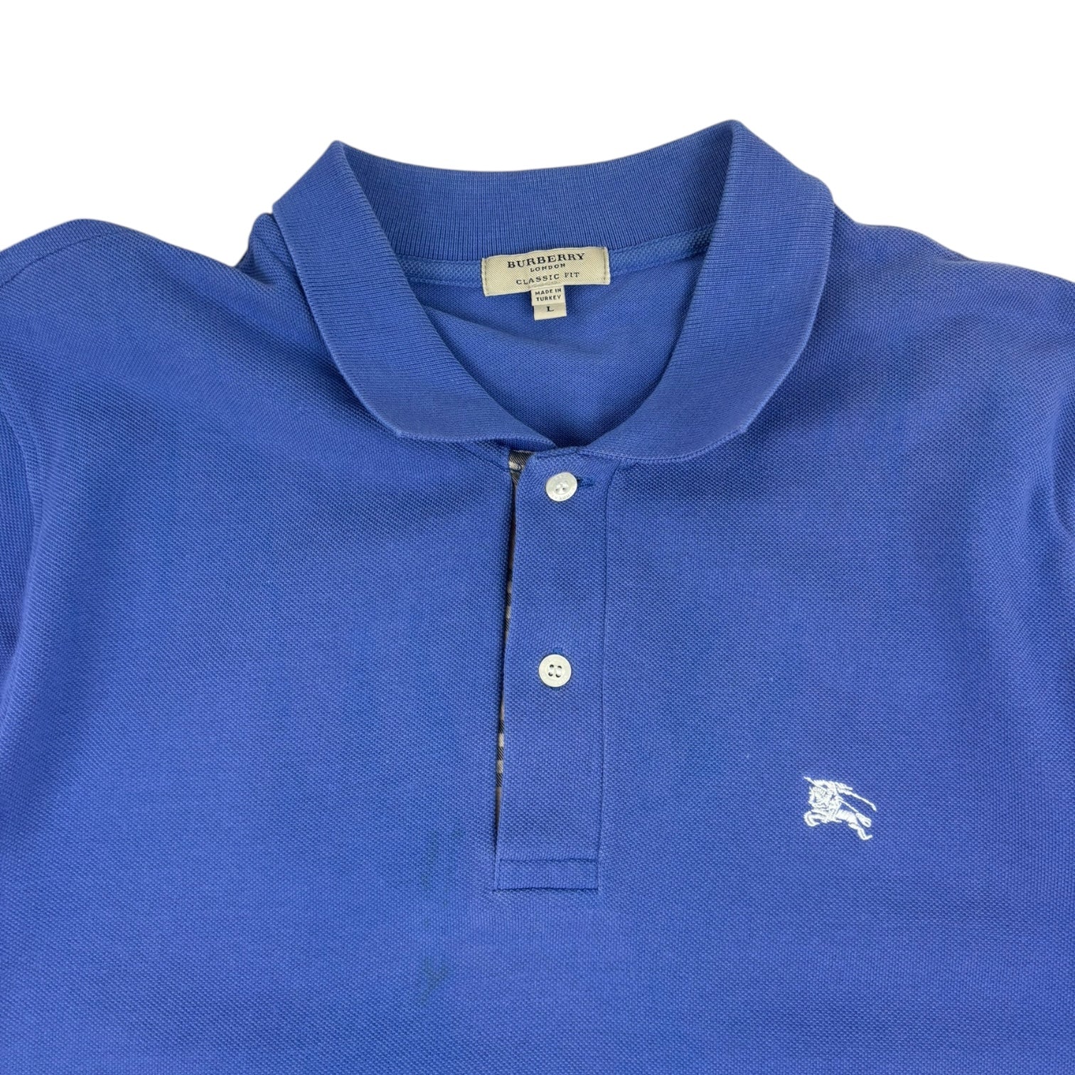 Burberry Button-Up Polo T-Shirt Blue