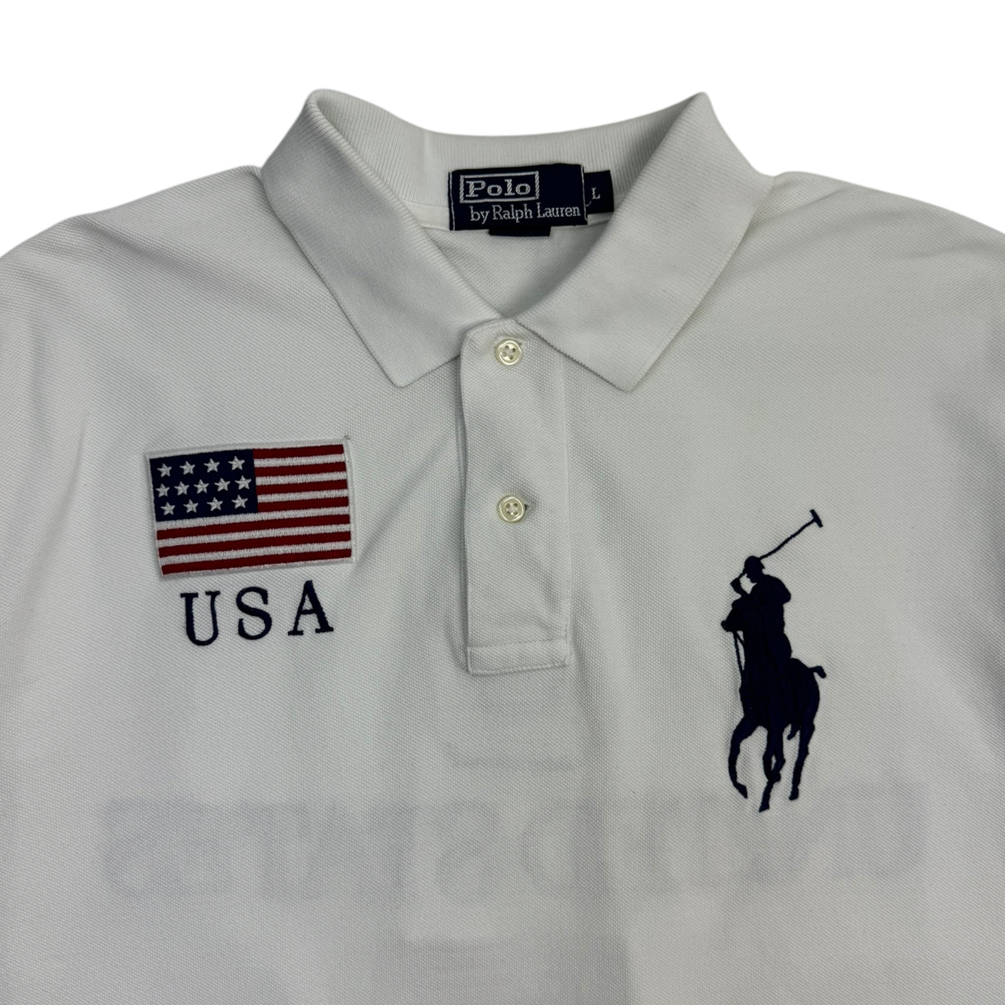 Vintage Polo Ralph Lauren Big Pony Collared Shirt White