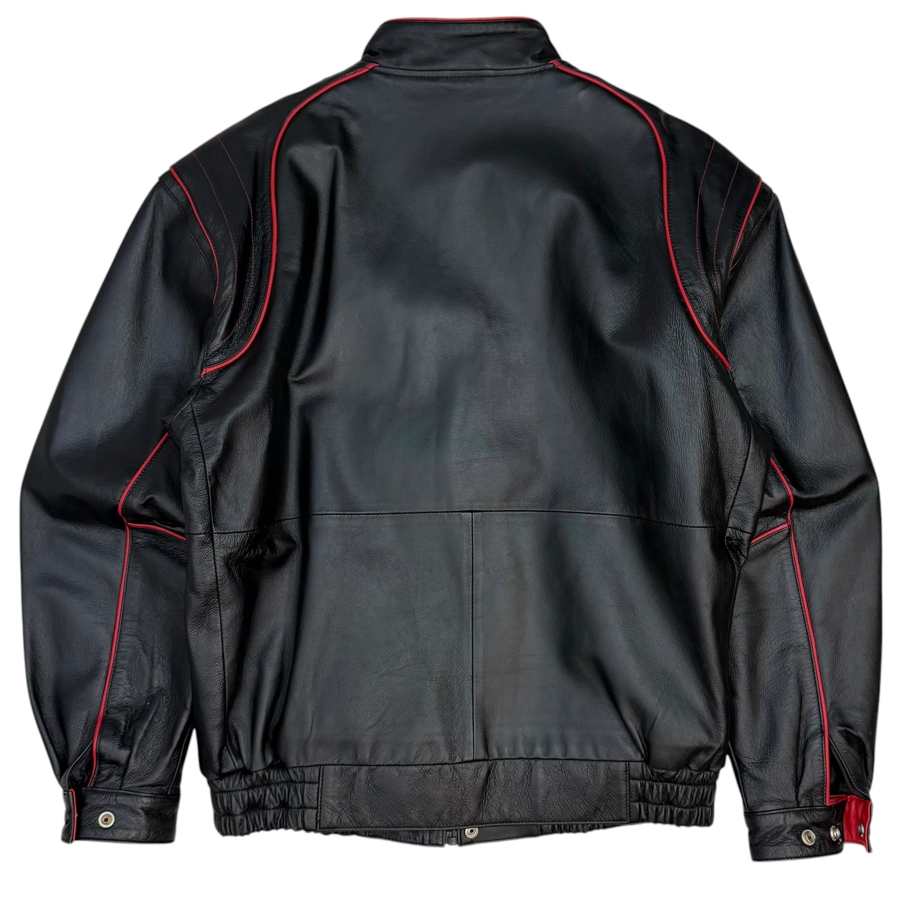 Vintage Mitsubishi Motors Performance Leather Racing Jacket Black