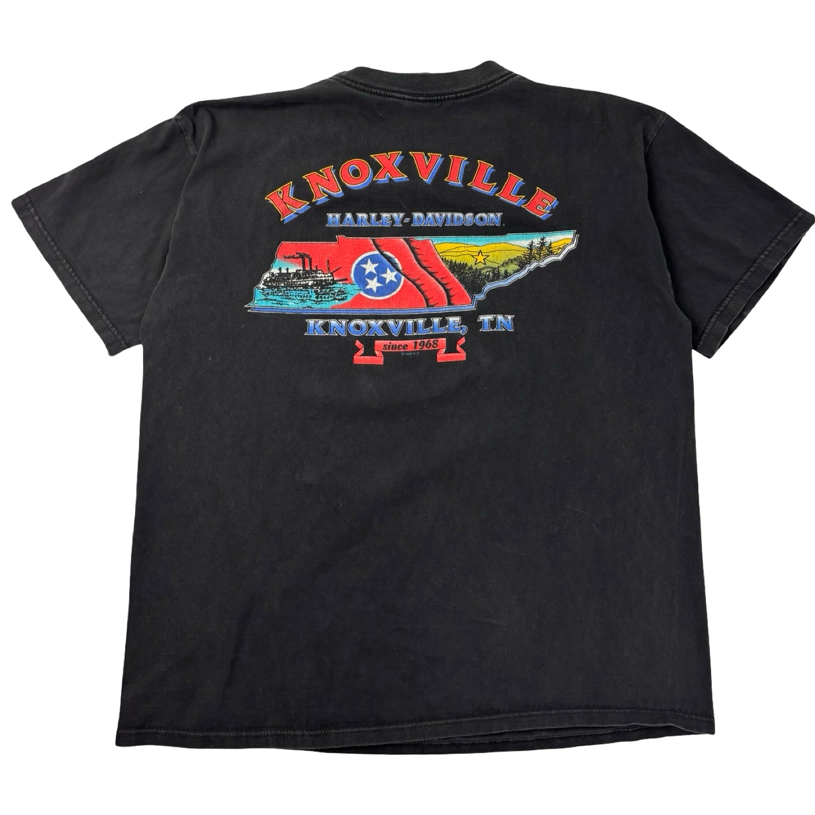 1999 Harley Davidson Knoxville TN Flame Bar & Shield T-Shirt Black