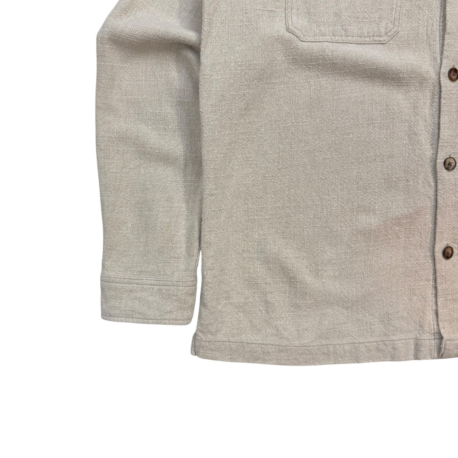 Without Walls Textured Linen Button Up Shirt Cream
