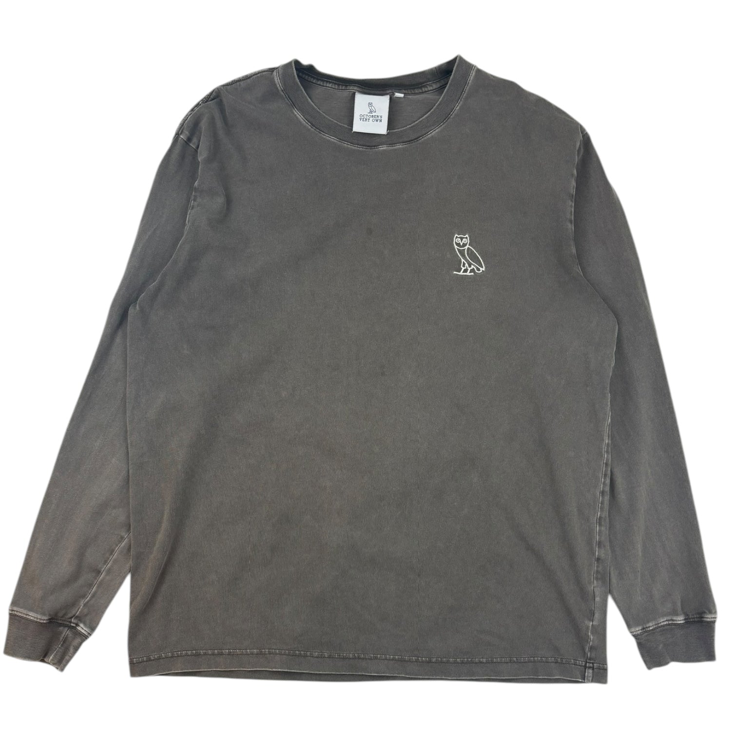 OVO Garment Dyed Long Sleeve T-Shirt Brown