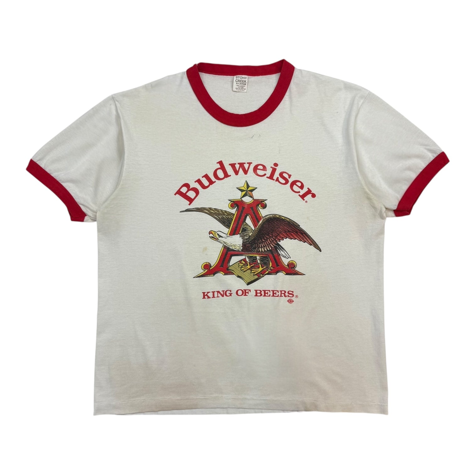 1980s Budweiser King Of Beers Ringer Tee White/Red
