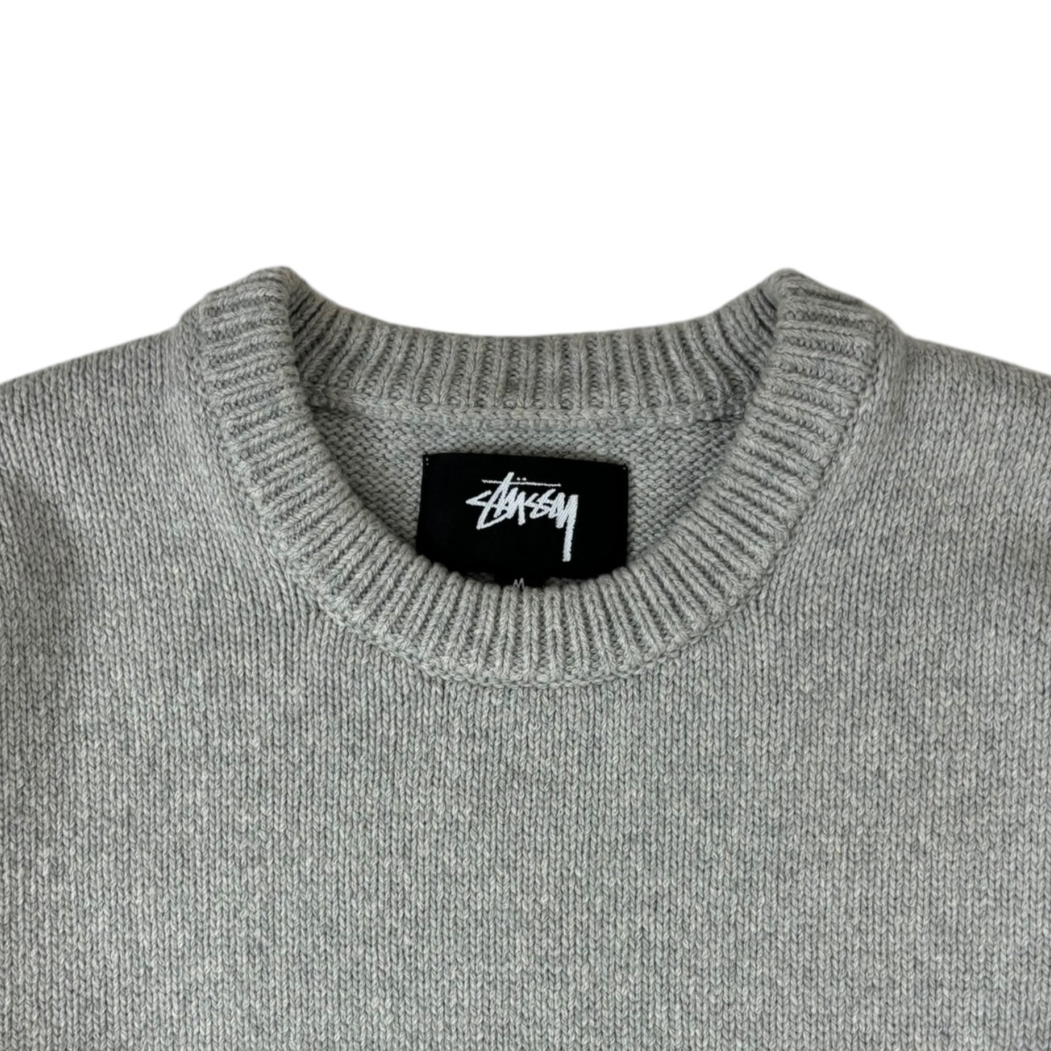 Stussy Contrast Stripe Knit Crewneck Grey