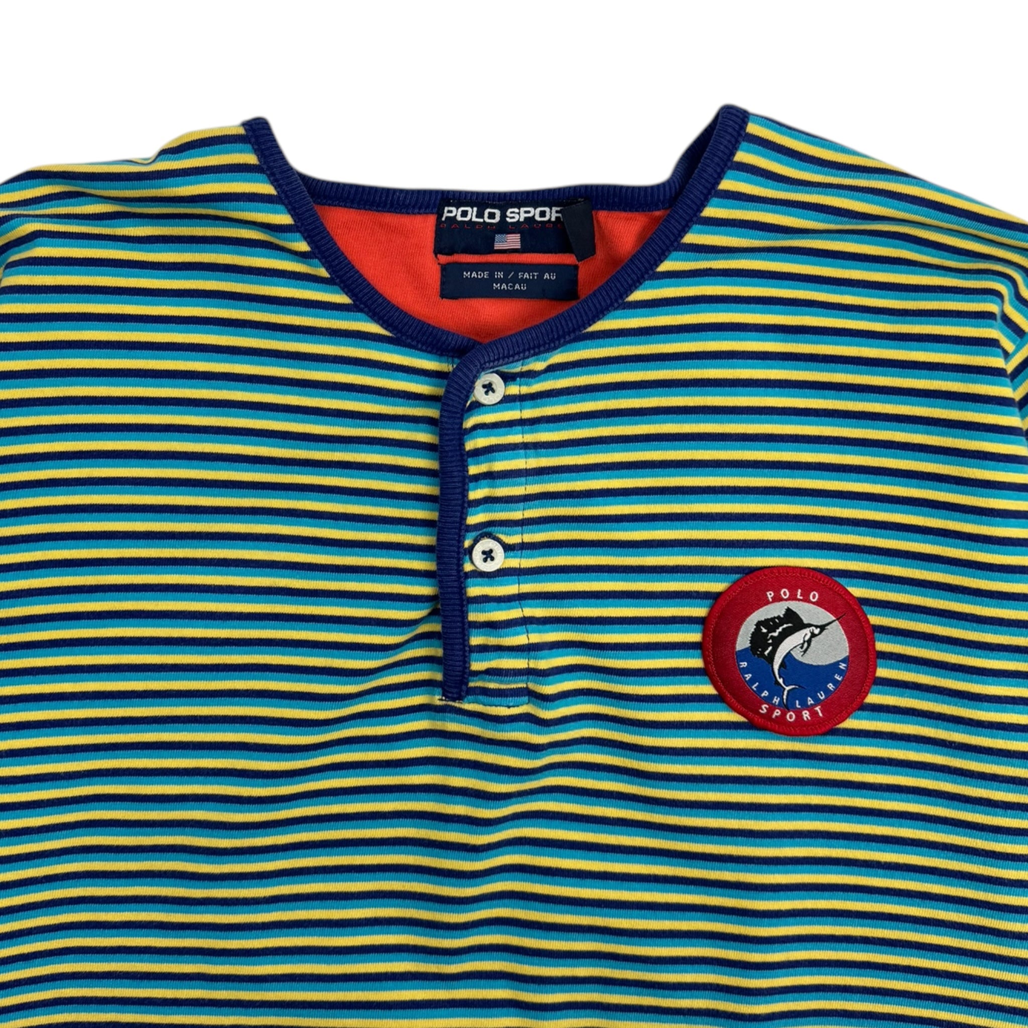 Vintage Polo Sport Striped Henley Shirt