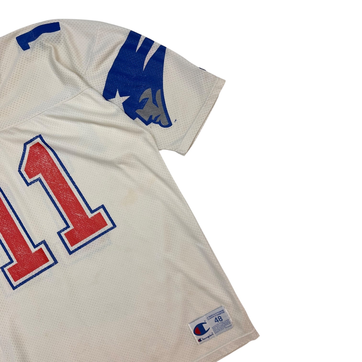 Vintage Champion New England Patriots Drew Bledsoe Away Jersey White