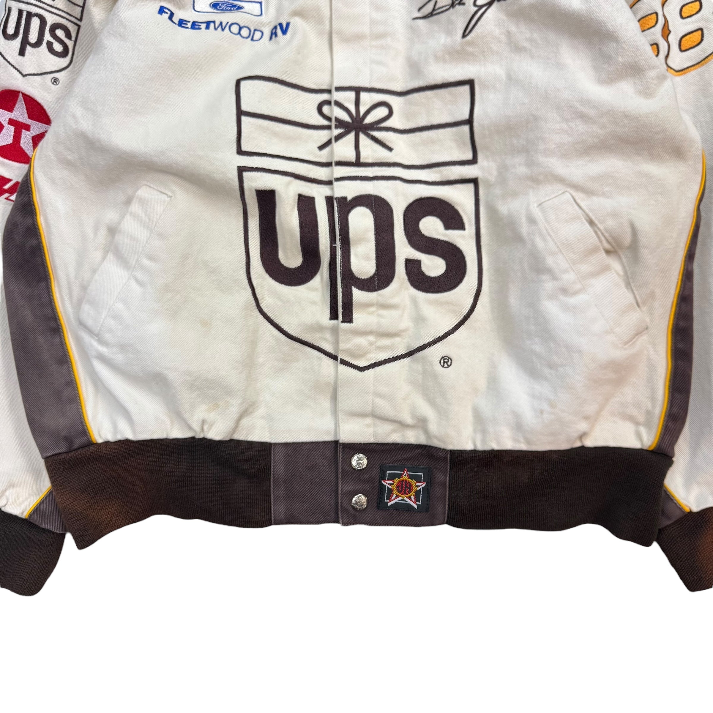Vintage Jeff Hamilton NASCAR UPS Dale Jarrett Racing Jacket White