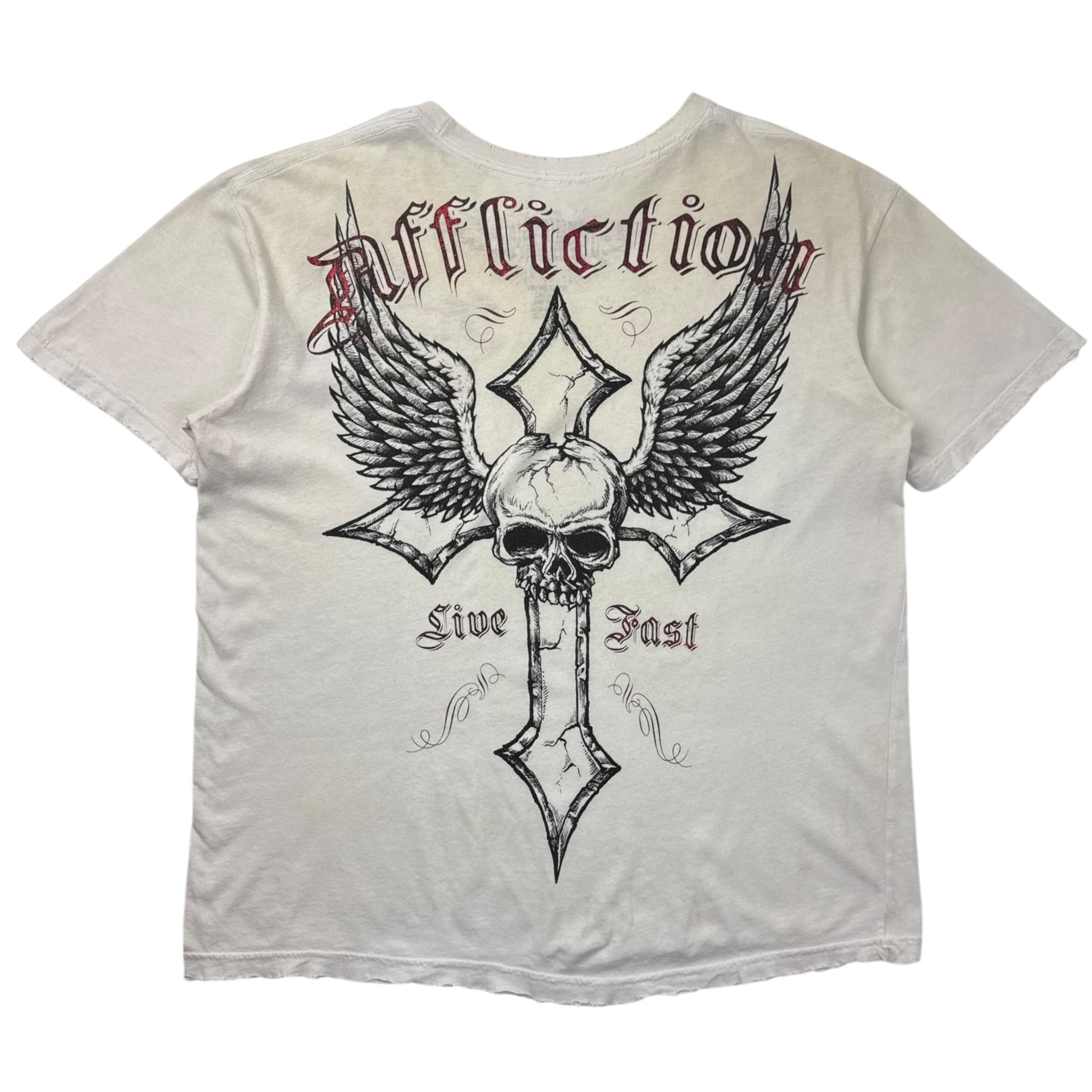 Vintage Affliction Cyber Emo Cross Angel Wings T-Shirt