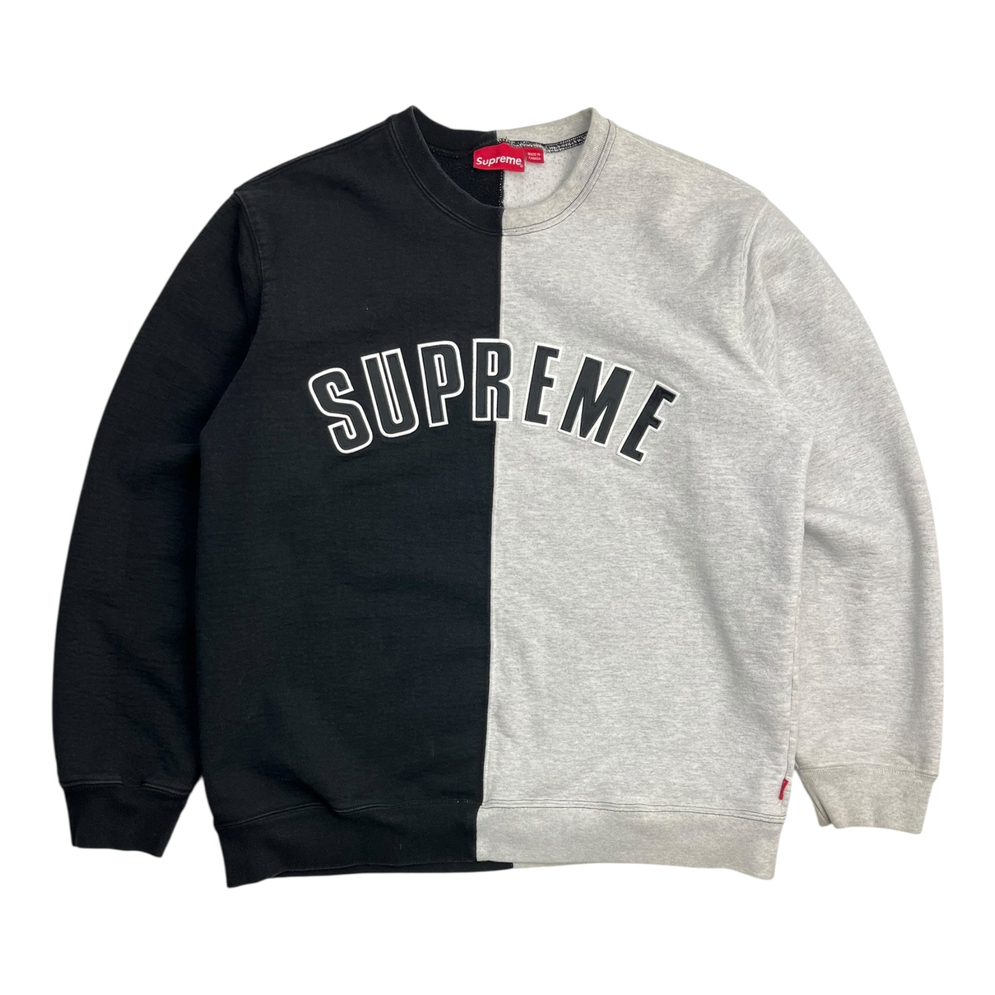 Supreme Split Arc Logo Crewneck Black/Grey