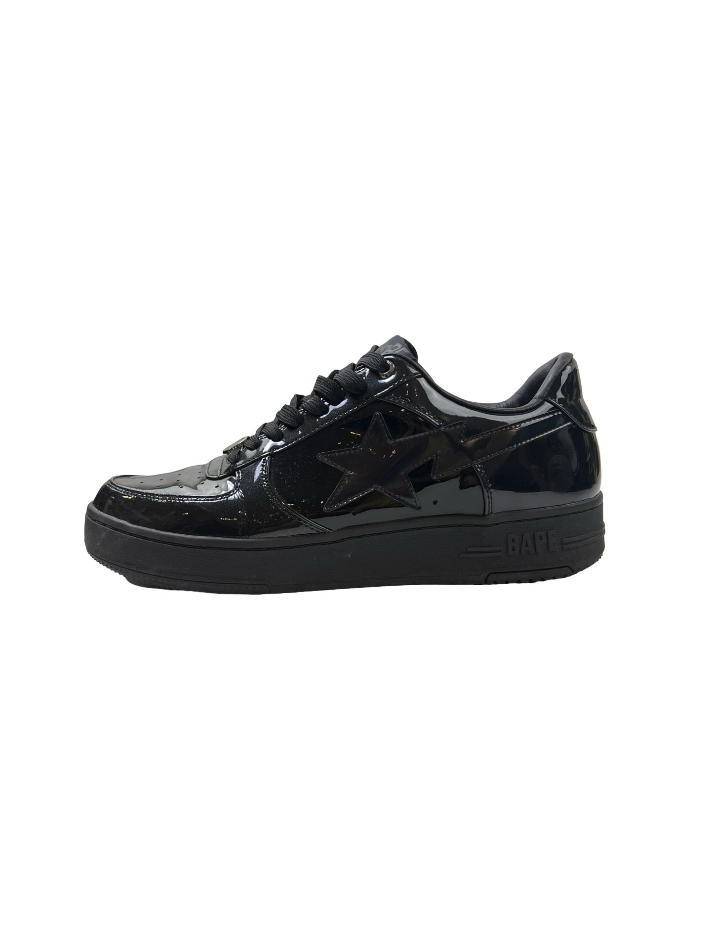 A Bathing Ape Bapesta Low Black Patent Leather (Used)