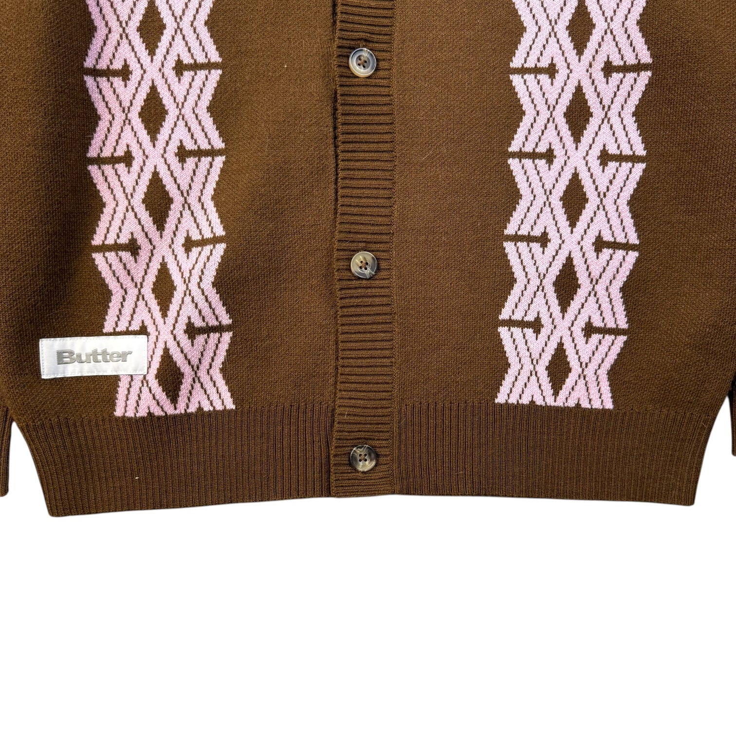 Butter Goods Club Knit Cardigan Brown/Pink