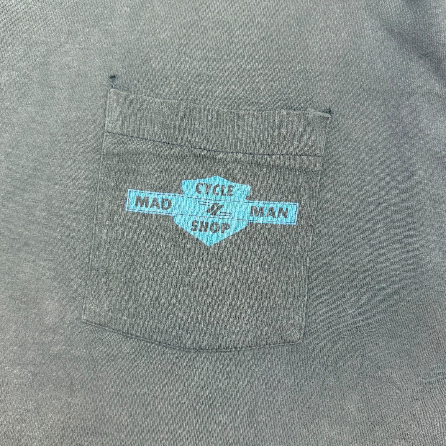 Vintage Mad Man Cycles Harley Shop Tee Faded Black
