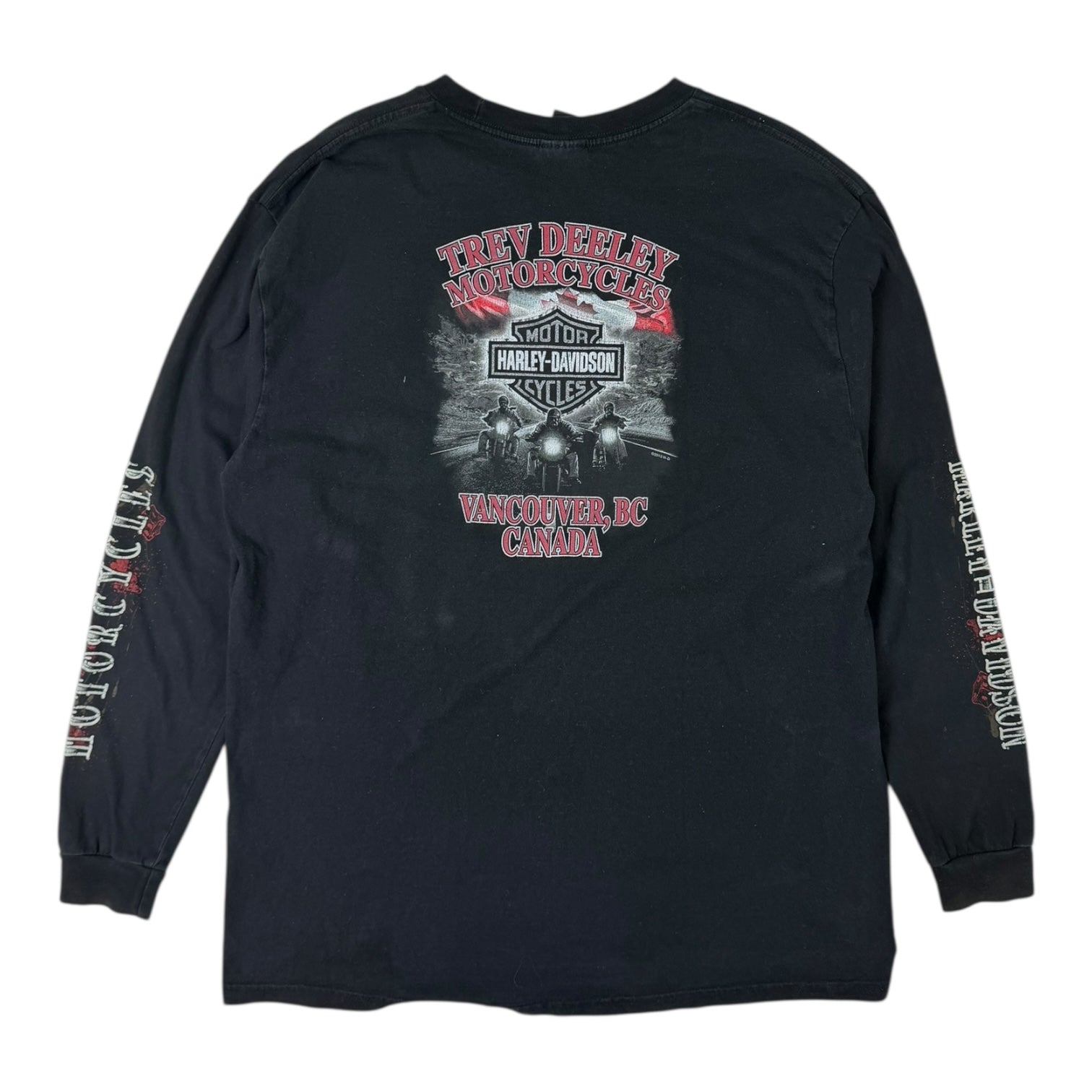 Vintage Harley Davidson Trev Deeley T-Shirt Long Sleeve Black