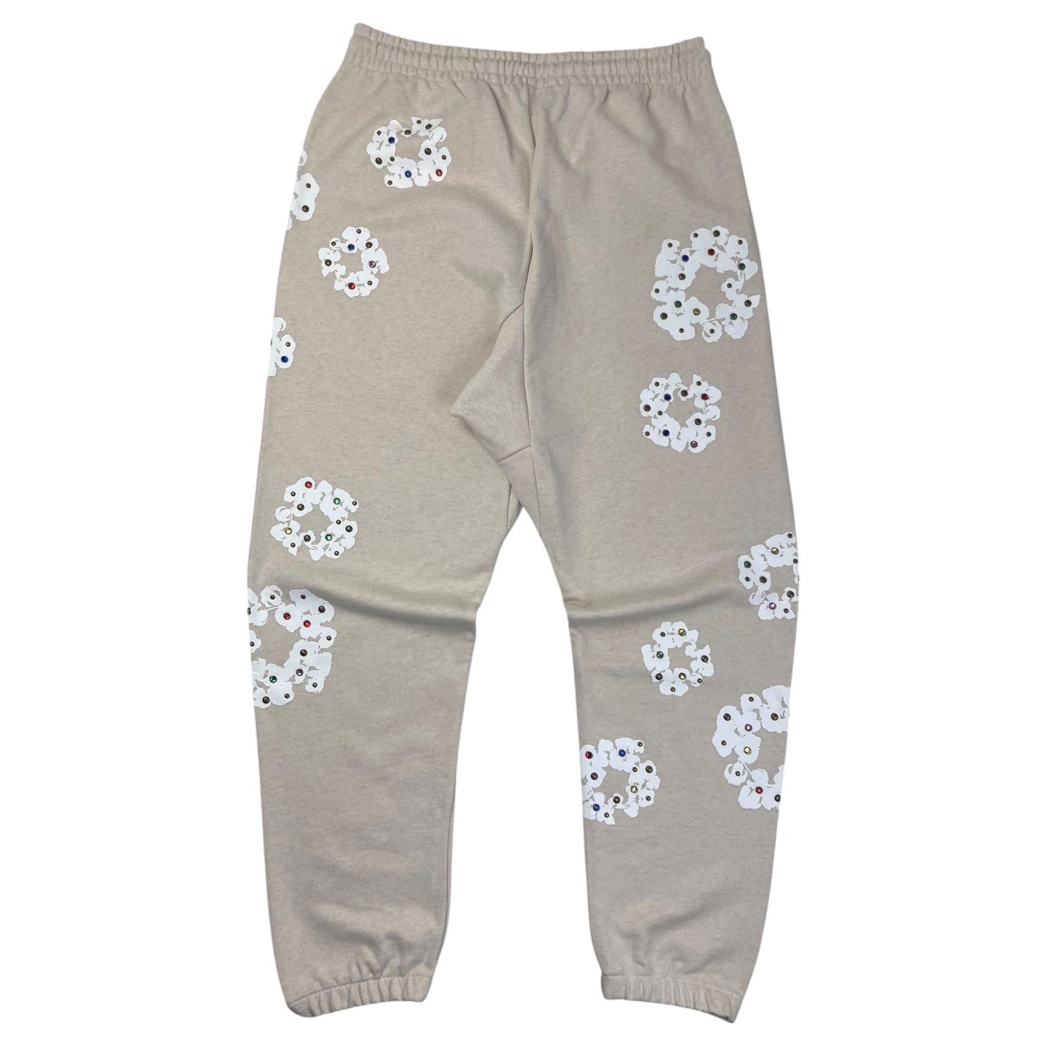 Denim Tears Rhinestone Cotton Wreath Sweatpants Cream