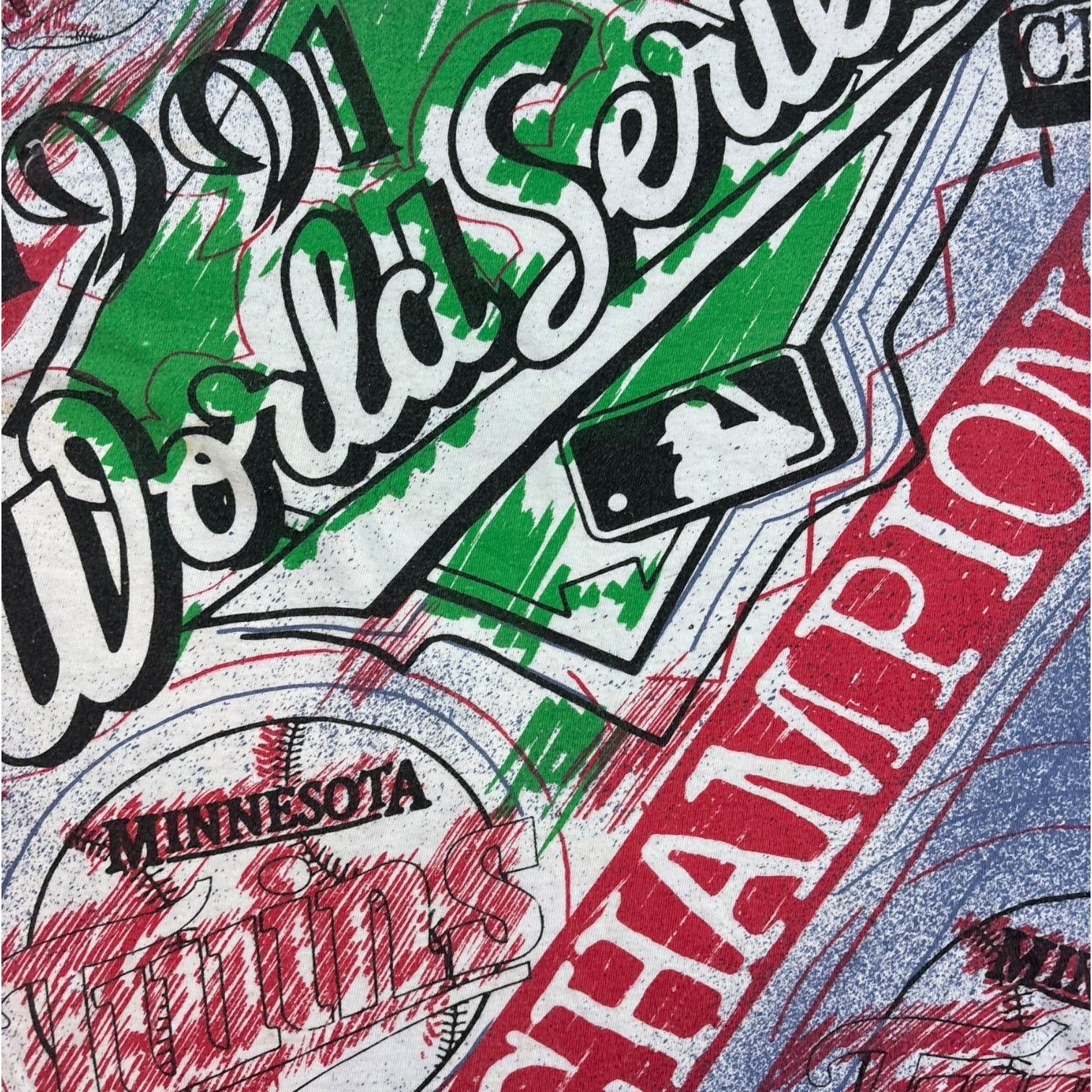 Vintage MLB World Series Minnesota Twins AOP T-Shirt Purple