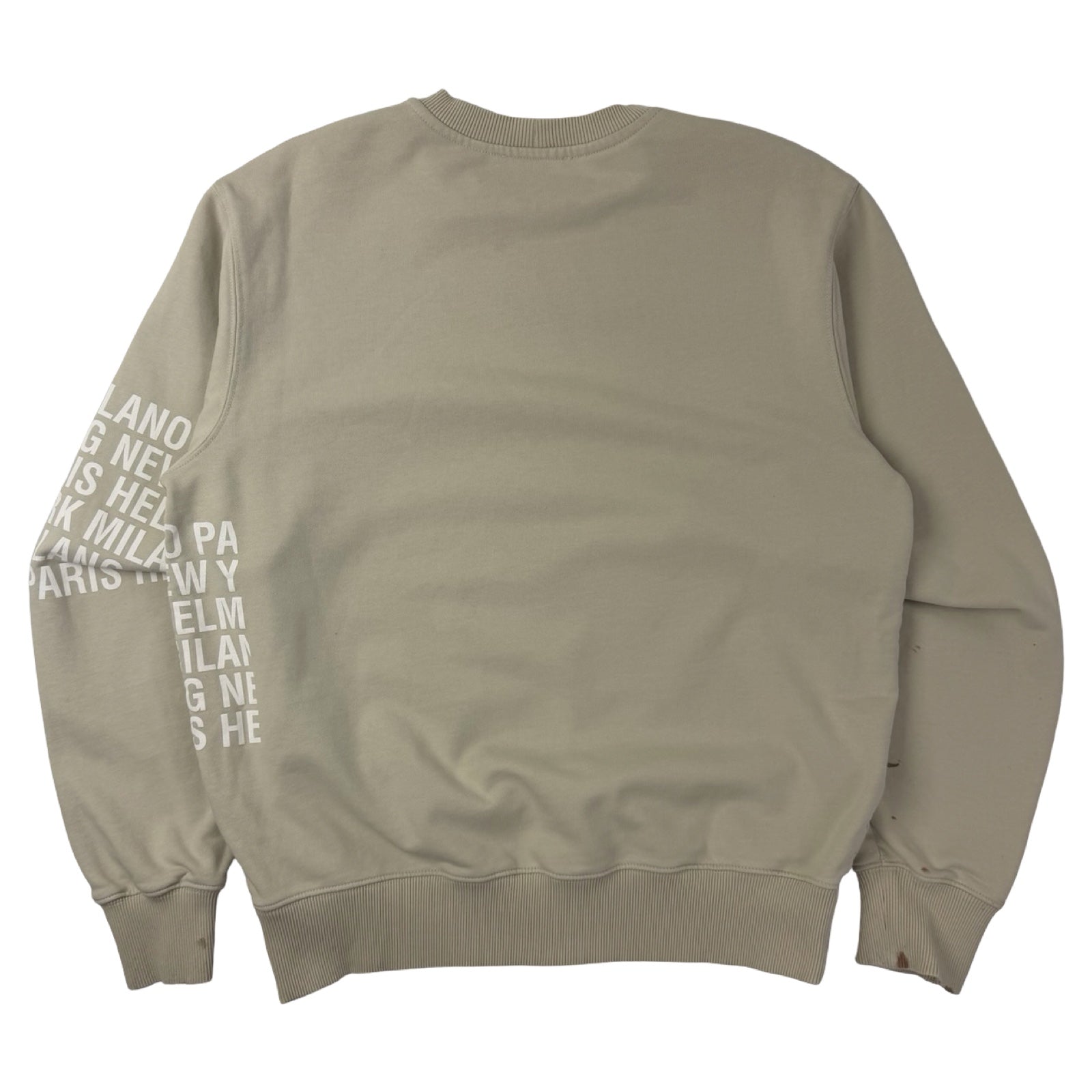 Helmet Lang Taupe Box Logo Crewneck