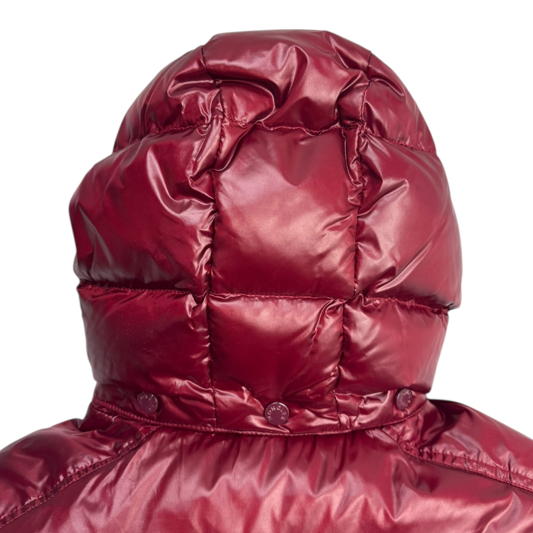 Moncler Maya Hooded Puffer Jacket Burgundy