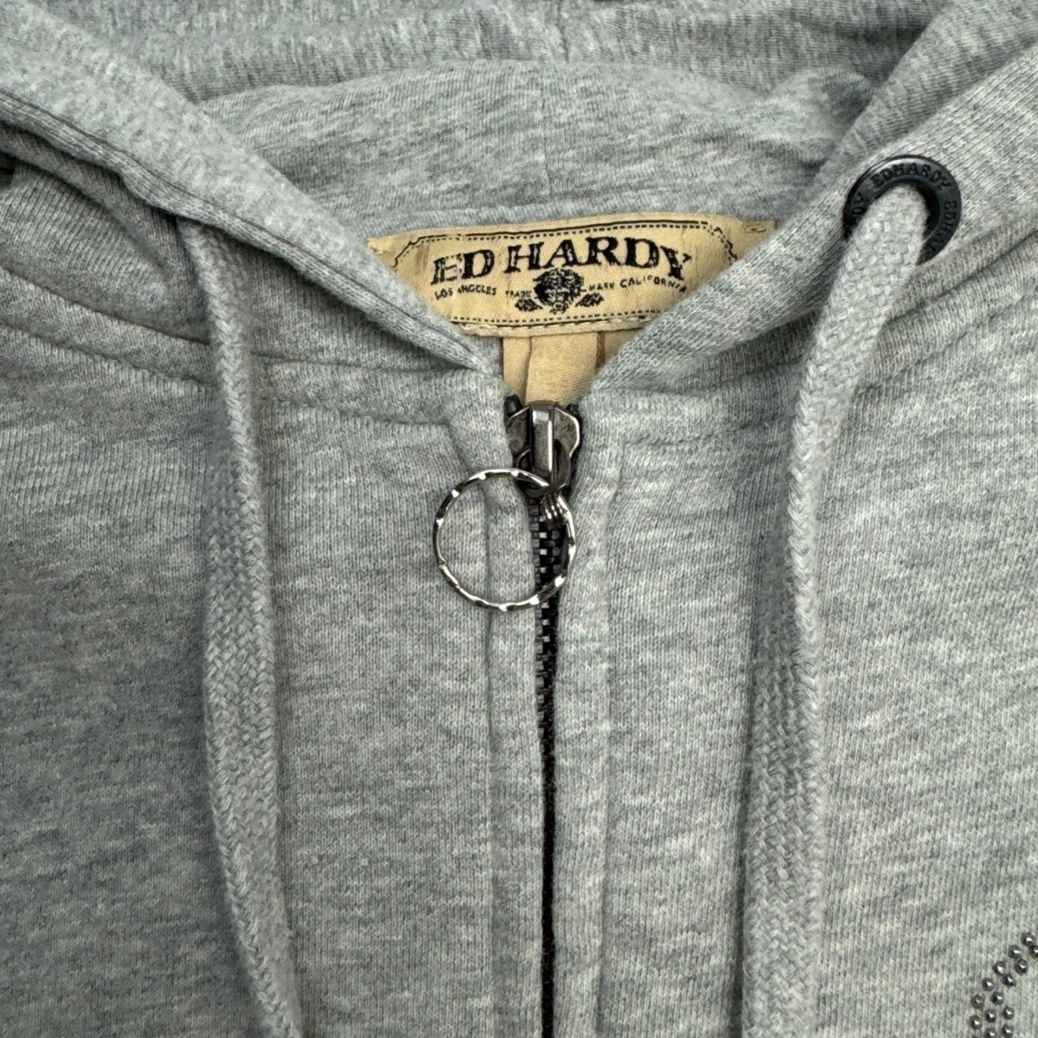 Vintage Y2K Ed Hardy Rhinestone Tiger Zip Hoodie