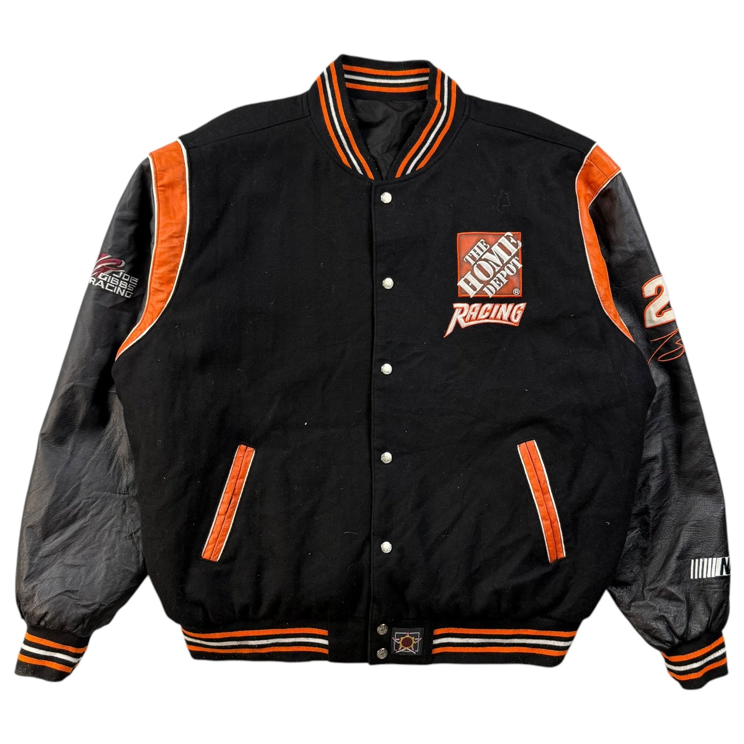 Vintage Jeff Hamilton NASCAR Tony Stewart Home Depot Leather Race Jacket Black